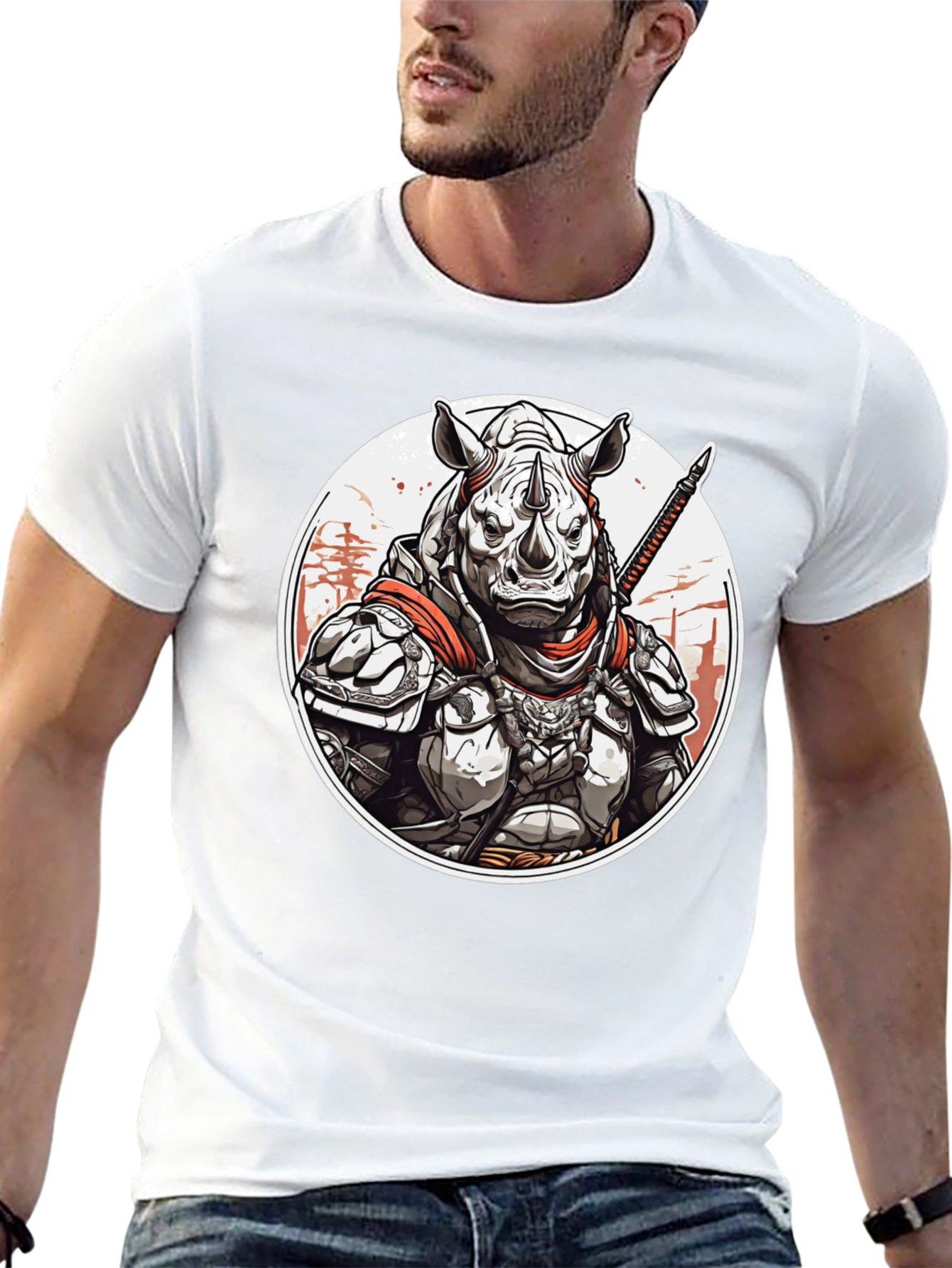 Black Armored Rhino Warrior Graphic Tee view 13