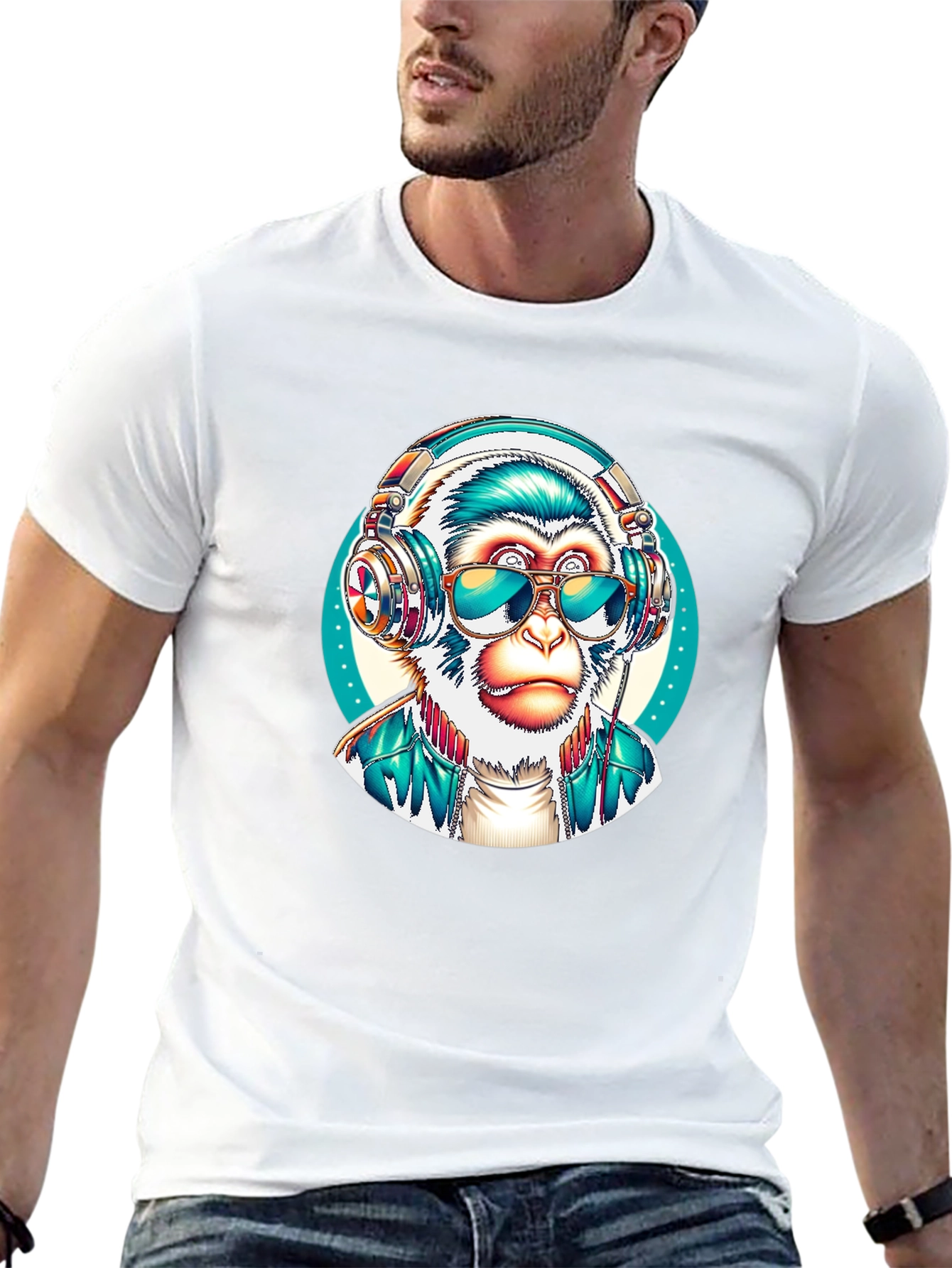 Black Monkey DJ Graphic T-Shirt - Cool & Unique Design view 13