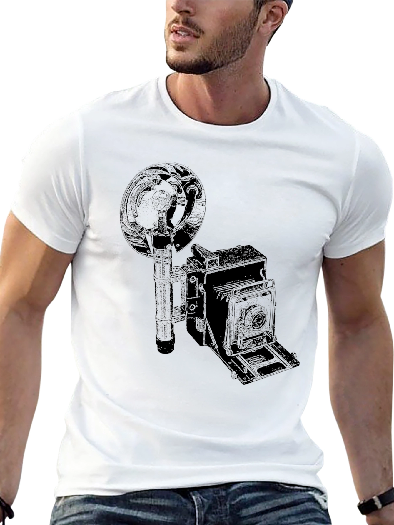 Black Vintage Camera Graphic Black T-Shirt view 13