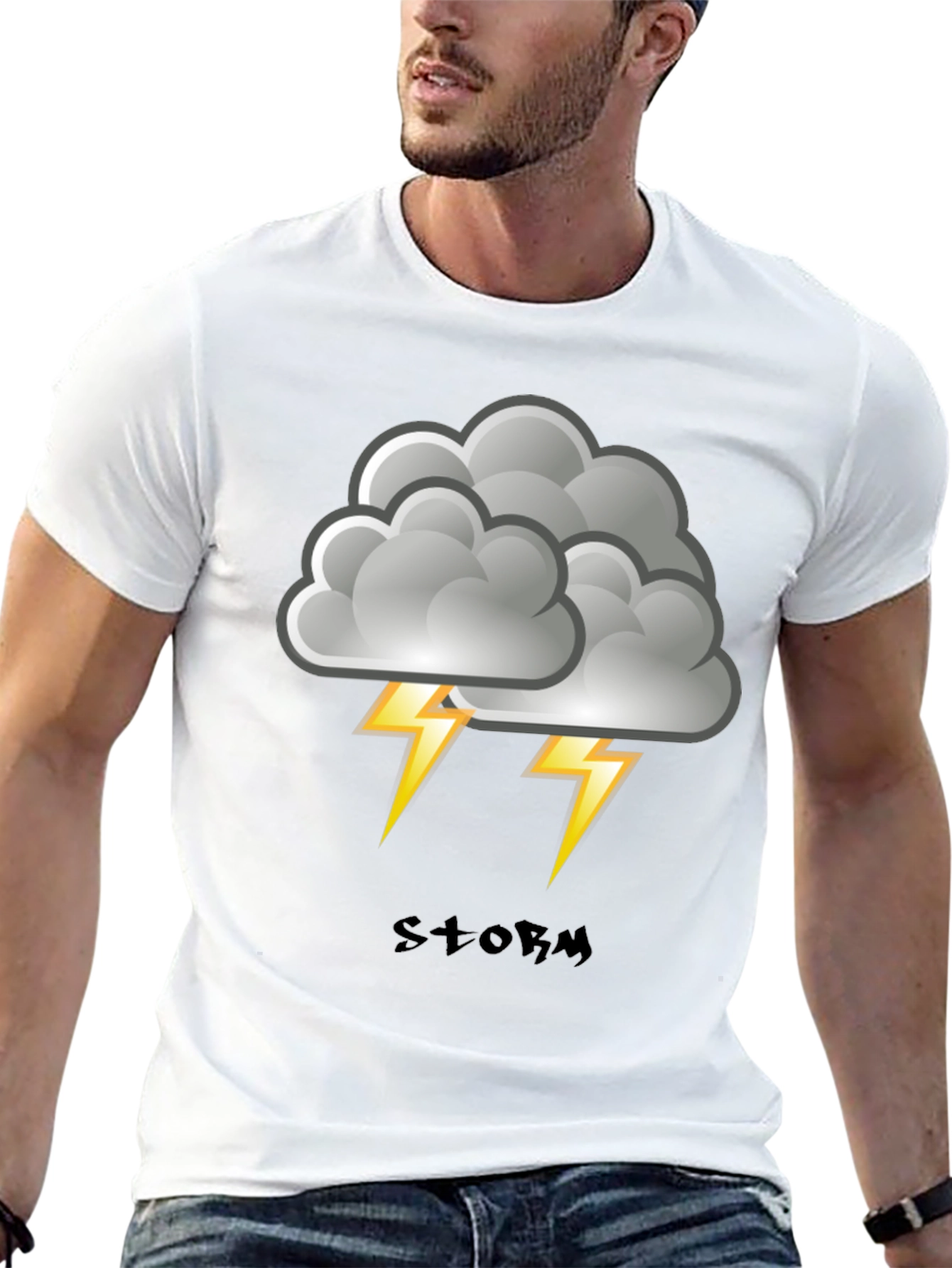 Black Storm Cloud Graphic Print Men's T-Shirt view 13