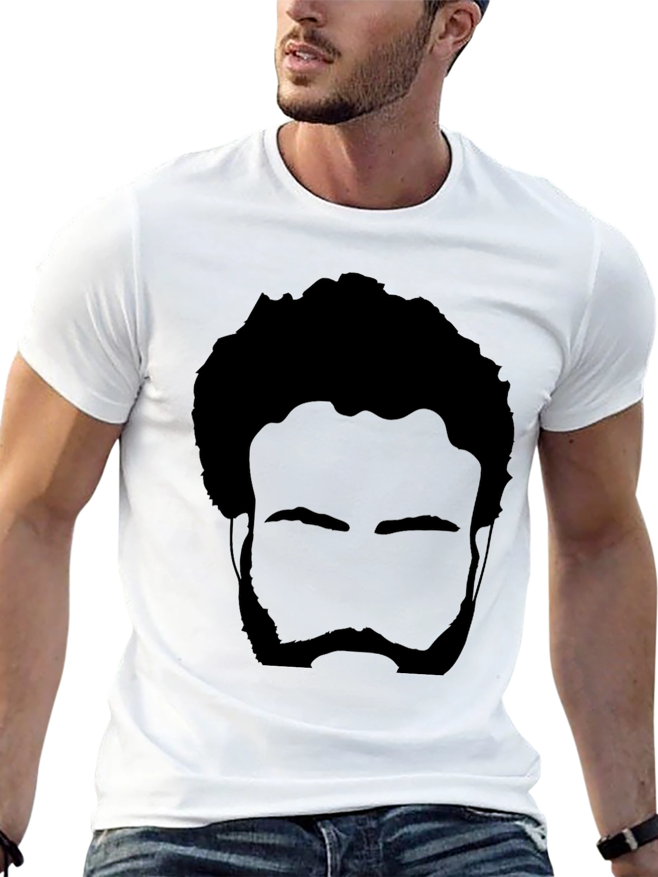 Black Graphic Black T-Shirt - Silhouette Face view 13