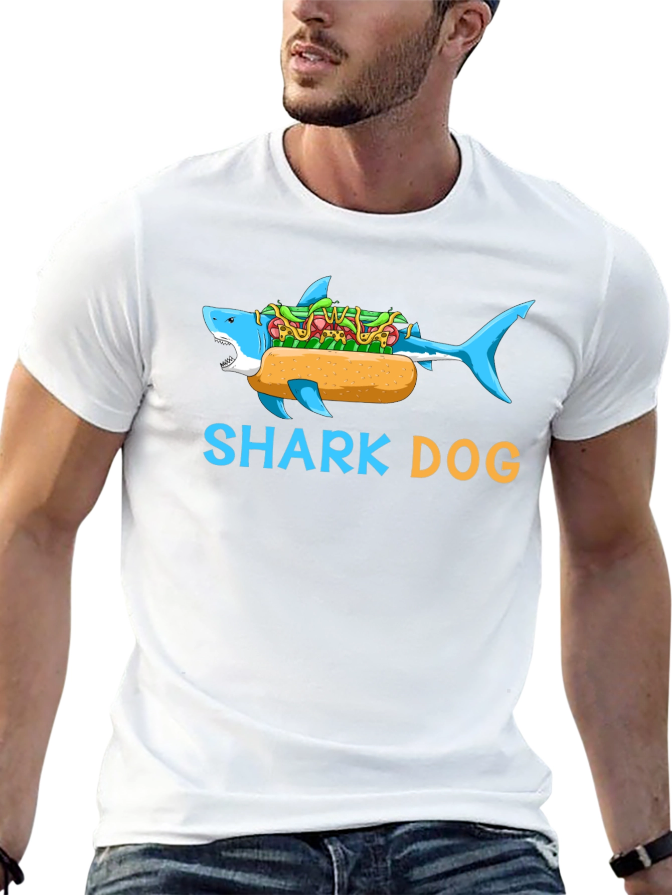 Black Shark Dog Graphic T-Shirt - Funny Novelty Tee view 13