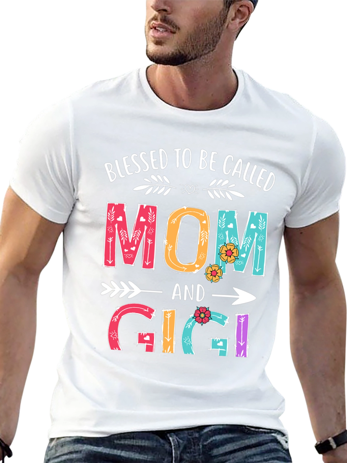 Black Blessed To Be Called Mom and Gigi T-Shirt view 13