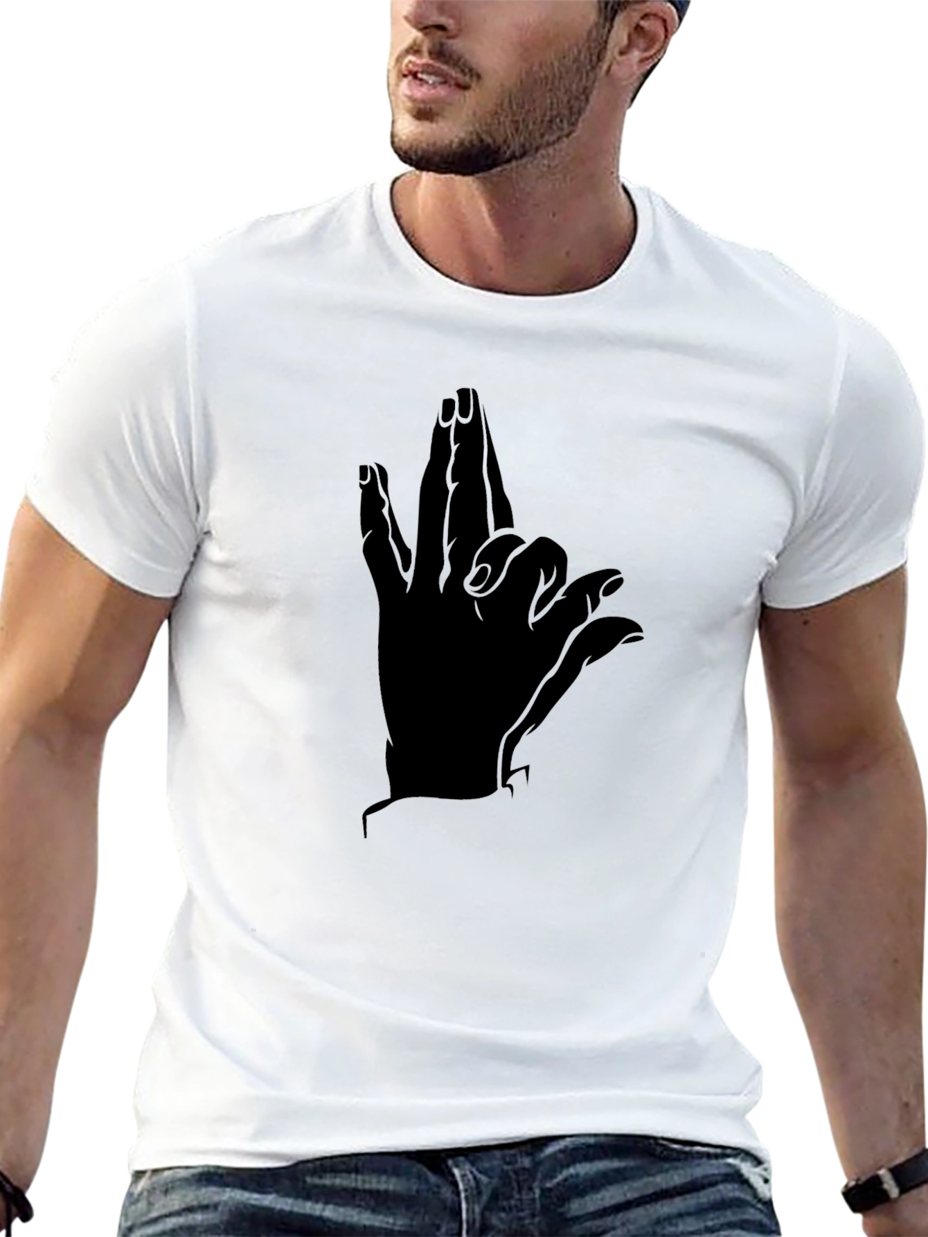 Black Men's Black Graphic Tee - Hand Design view 13