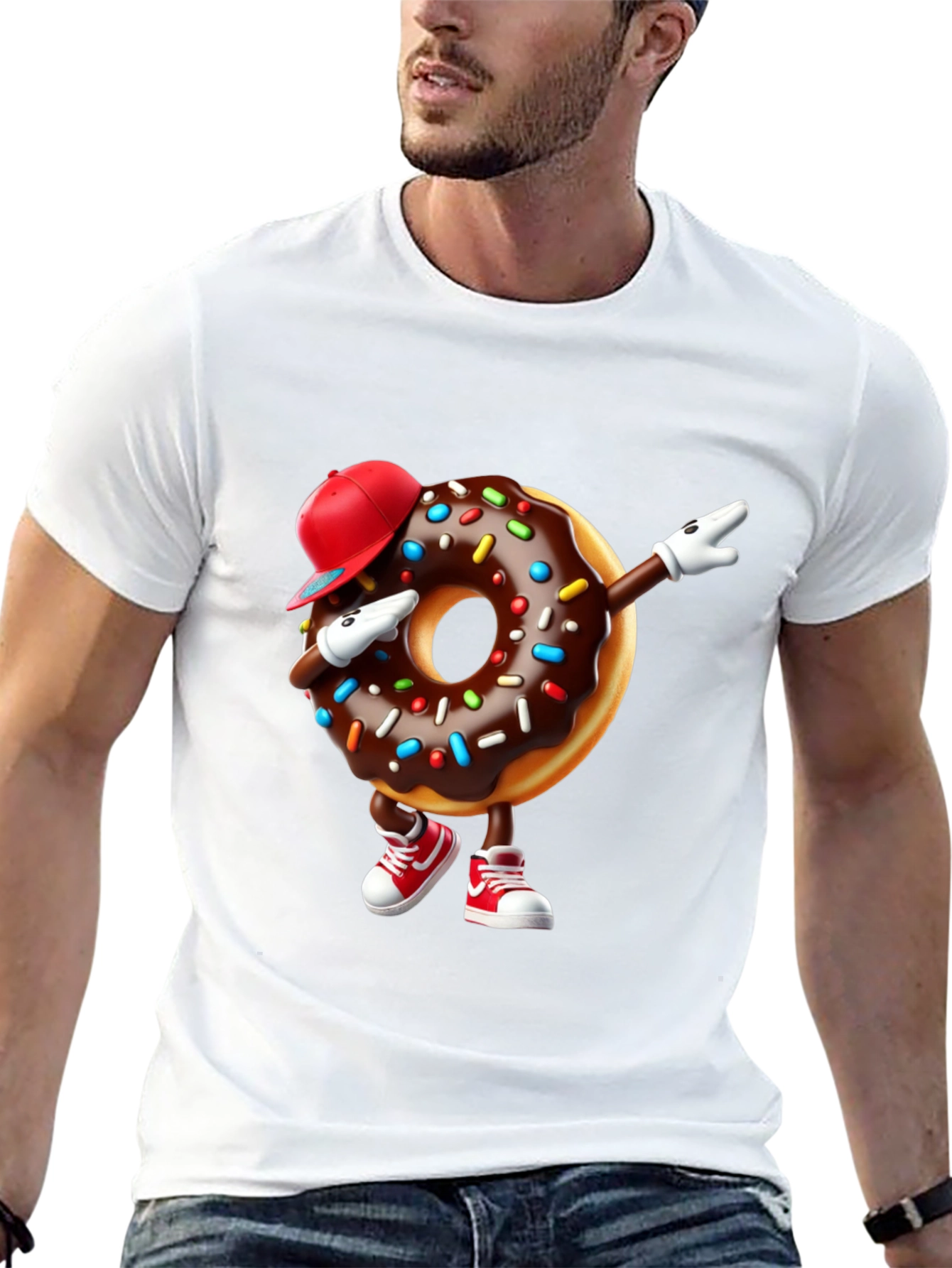 Black Dabbing Donut T-Shirt - Fun Foodie Fashion view 13