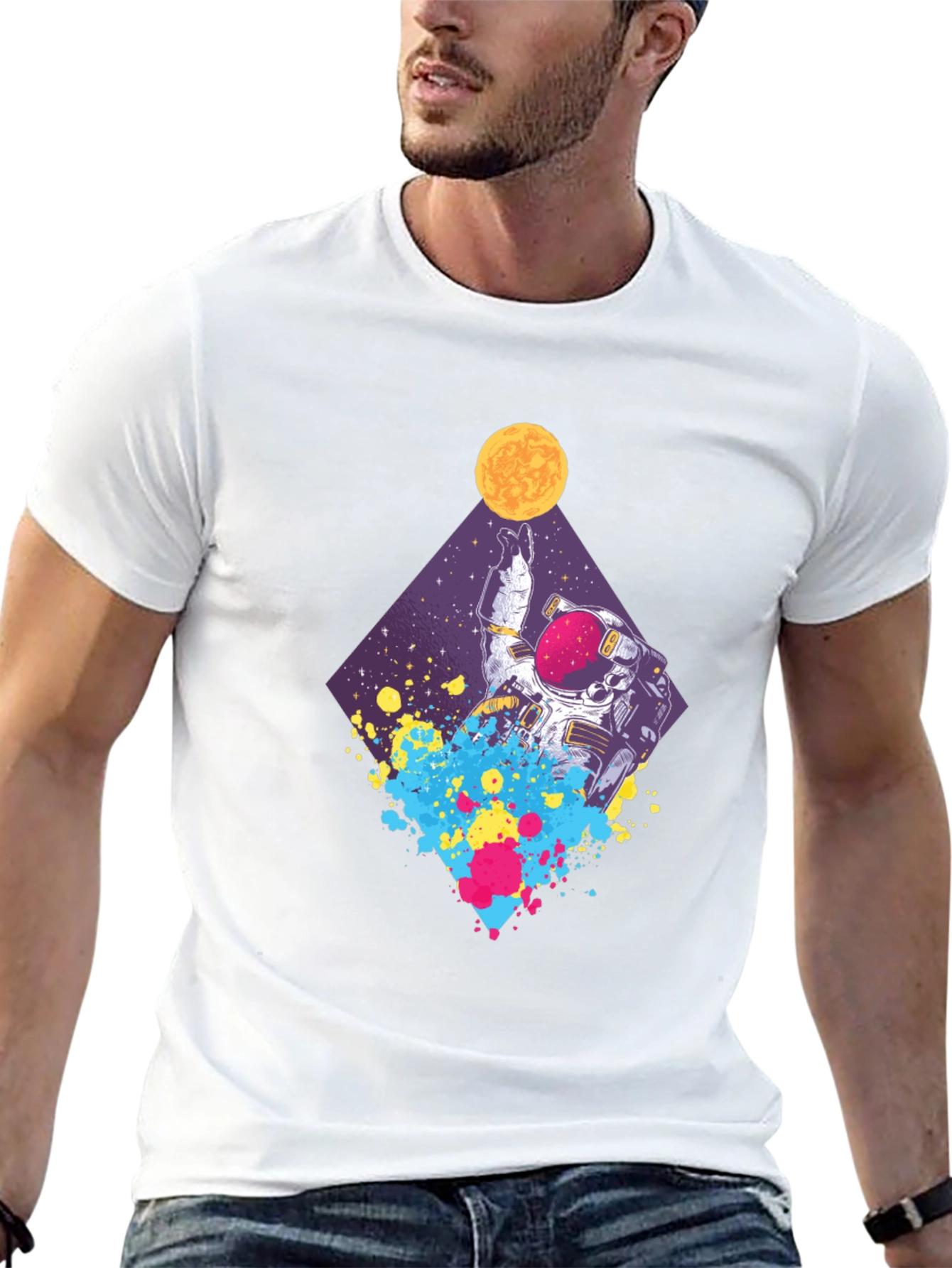 Black Astronaut Space Art T-Shirt - Black view 13