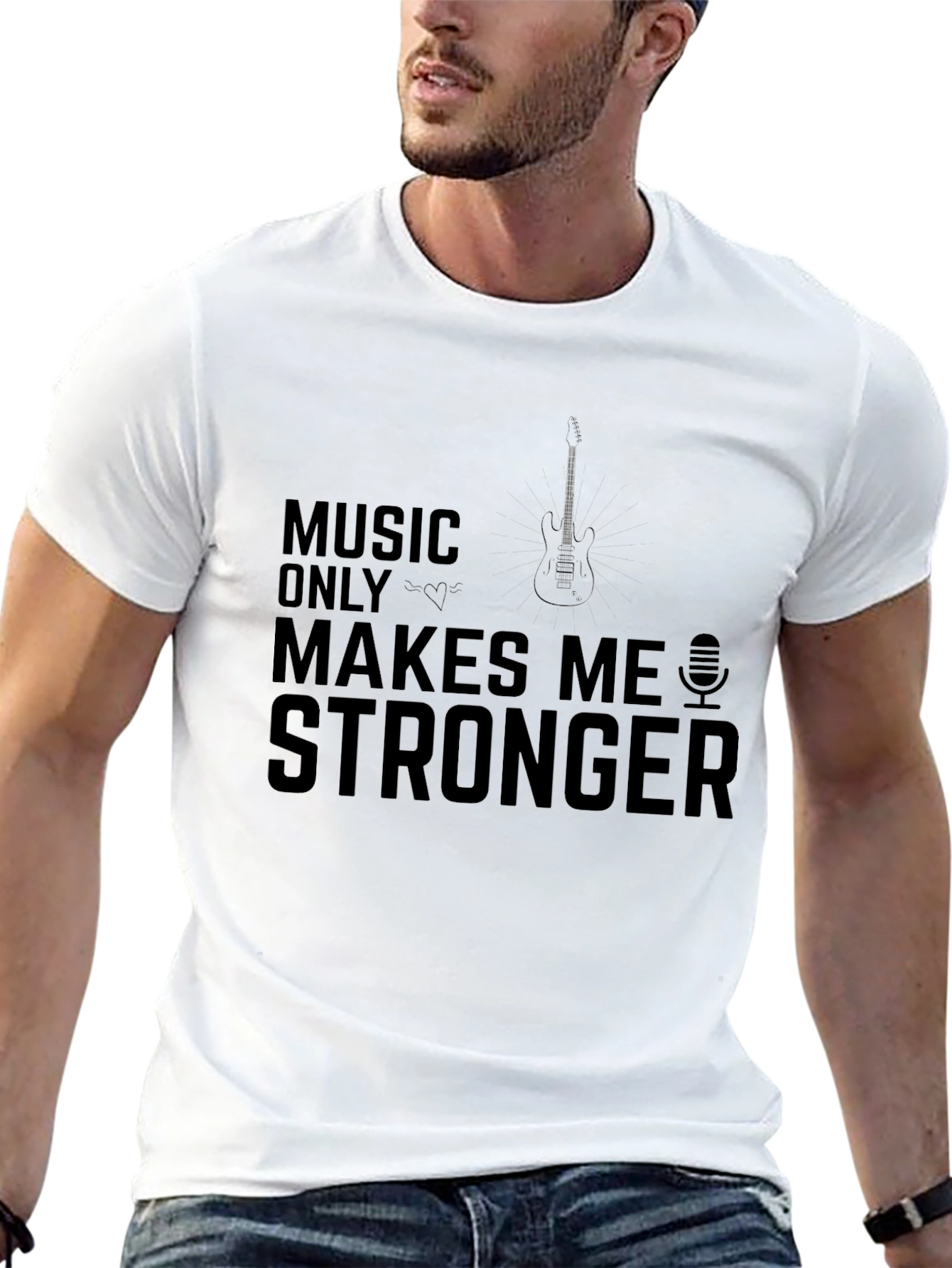 Black Music Makes Me Stronger Black Graphic T-Shirt view 13