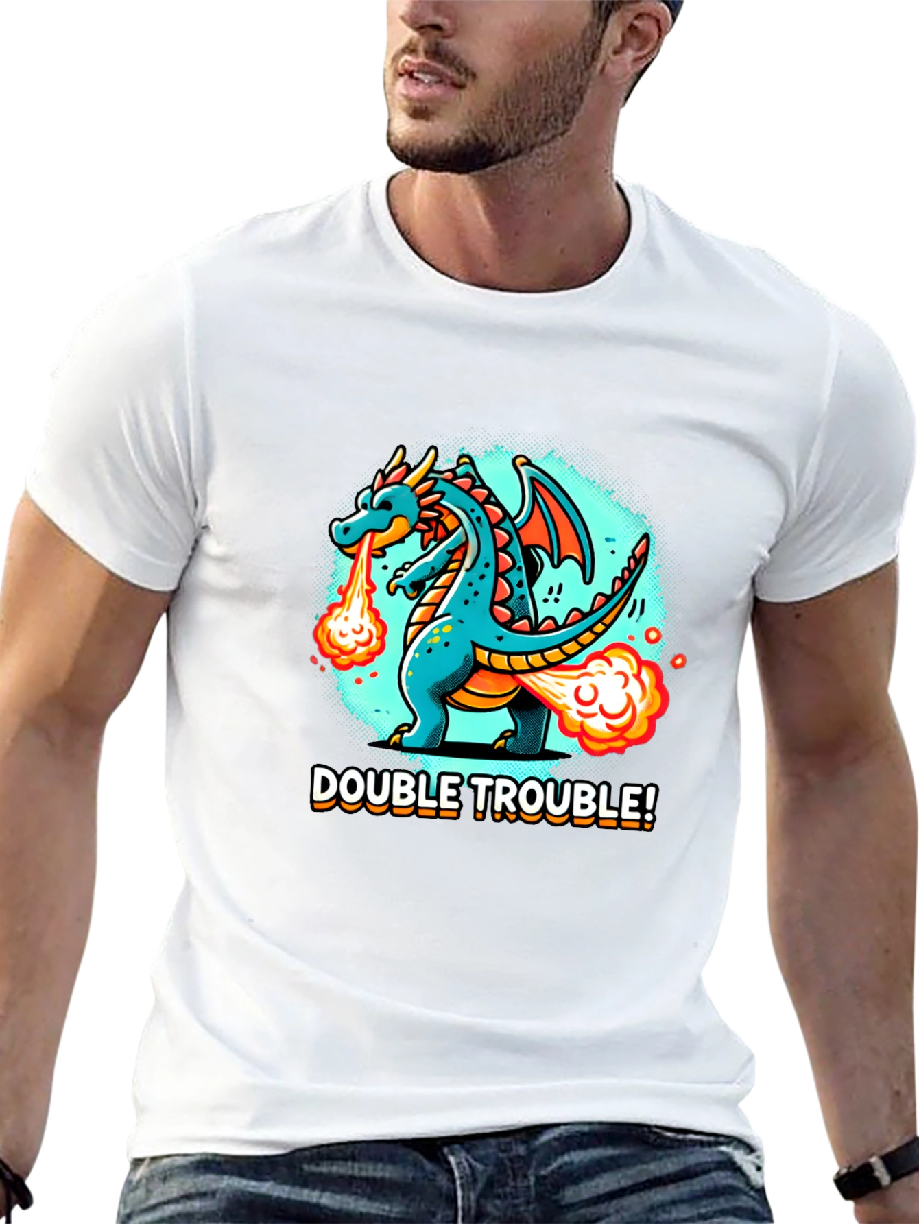 Black Double Trouble Dragon Graphic Tee - Black view 13