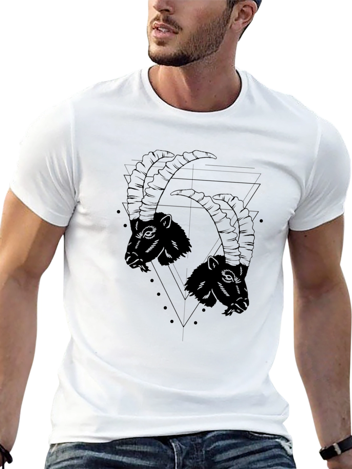 Black Graphic Tee - Two Goats Design Black T-Shirt view 13