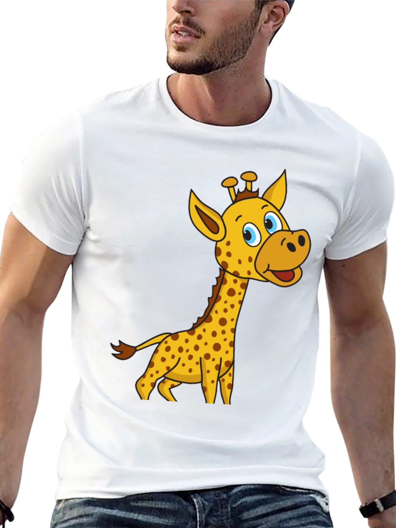 Black Cartoon Giraffe Black T-Shirt view 13