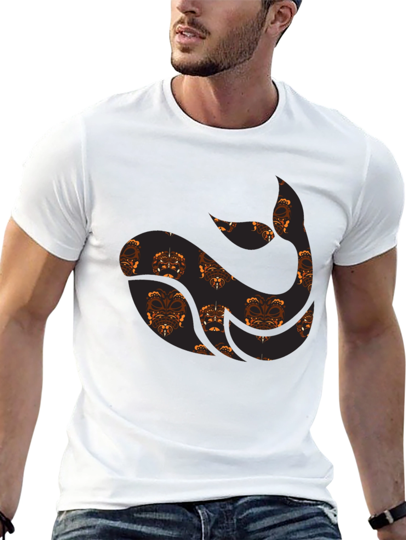 Black Tribal Whale Graphic Tee - Black view 13