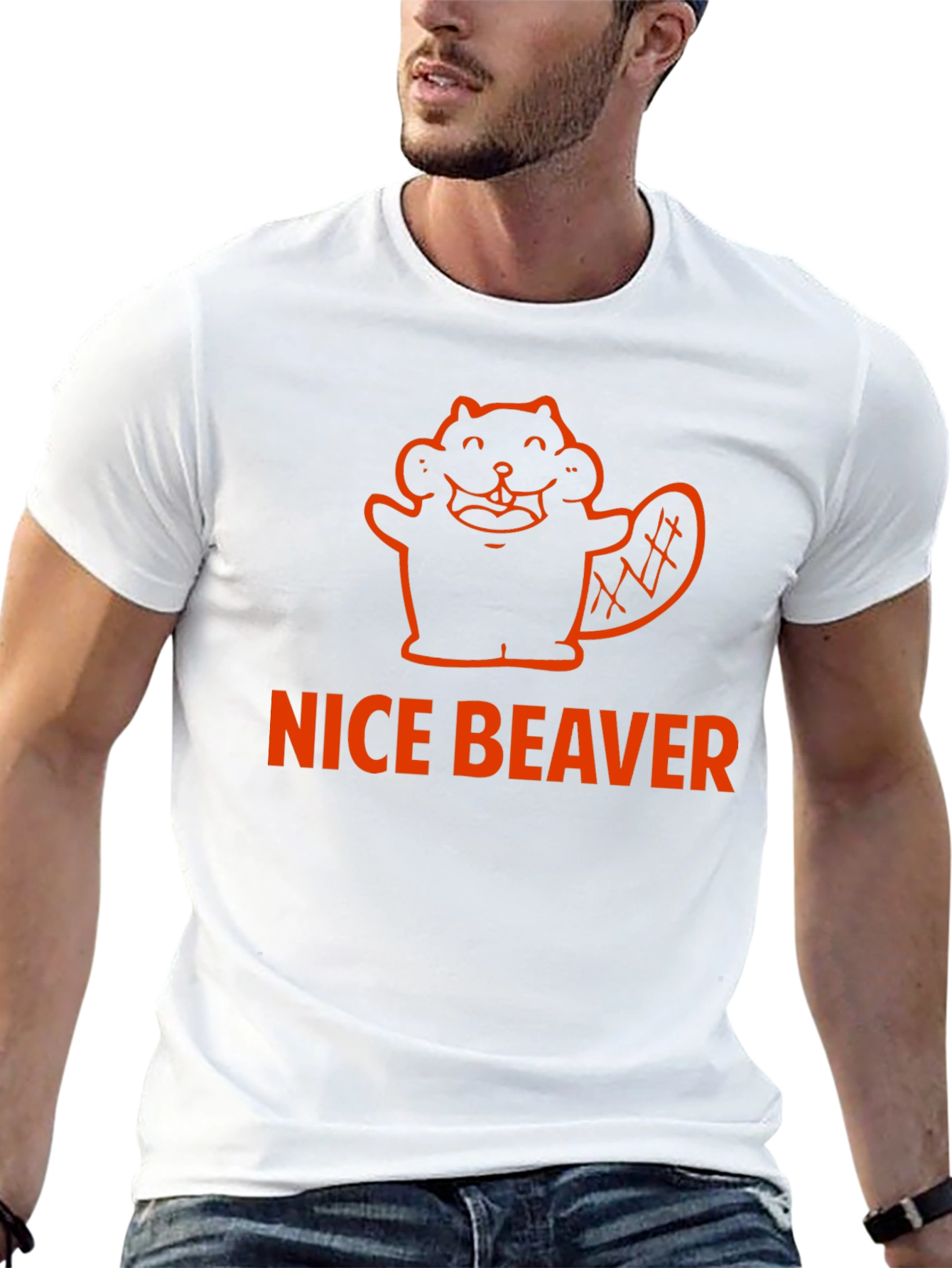 Black Nice Beaver Graphic Tee - Unisex Black T-Shirt view 13