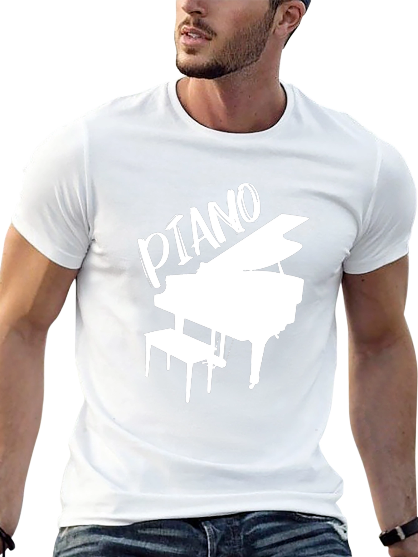 Black Piano Graphic Tee - Black Cotton T-Shirt view 13