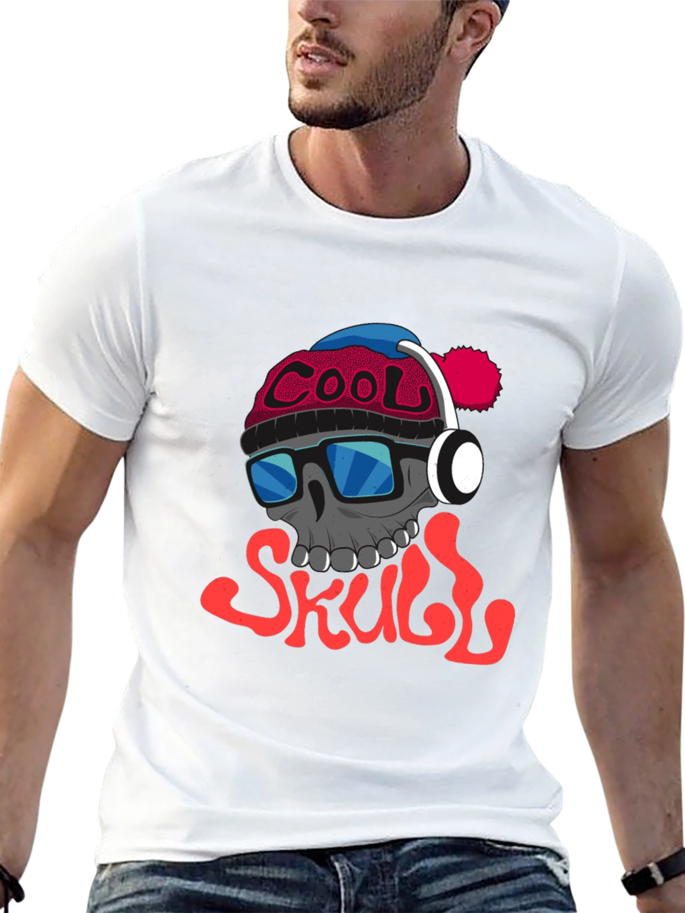 Black Cool Skull Graphic Tee - Trendy Streetwear view 13