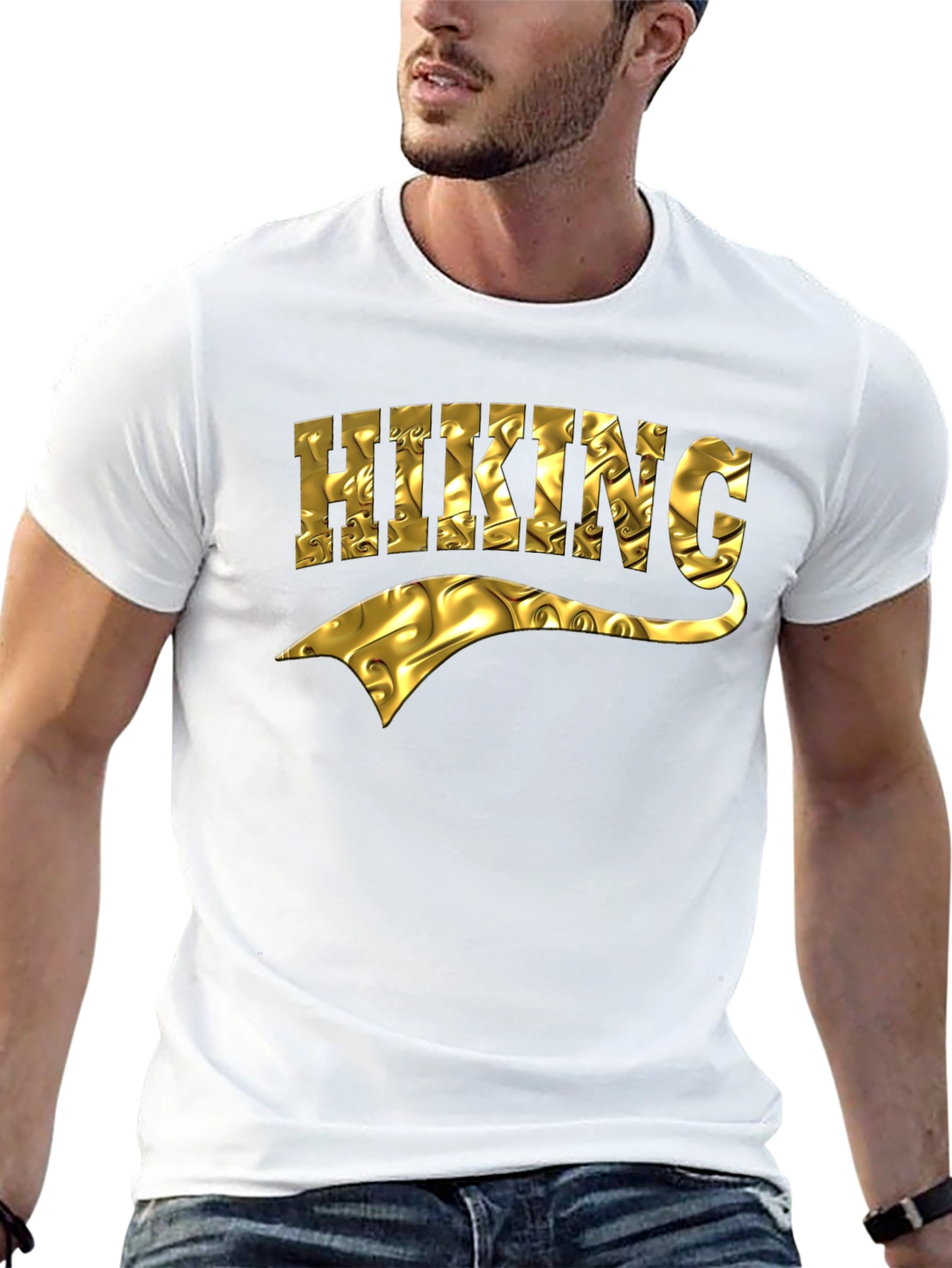 Black Hiking Gold Textured Graphic Tee view 13