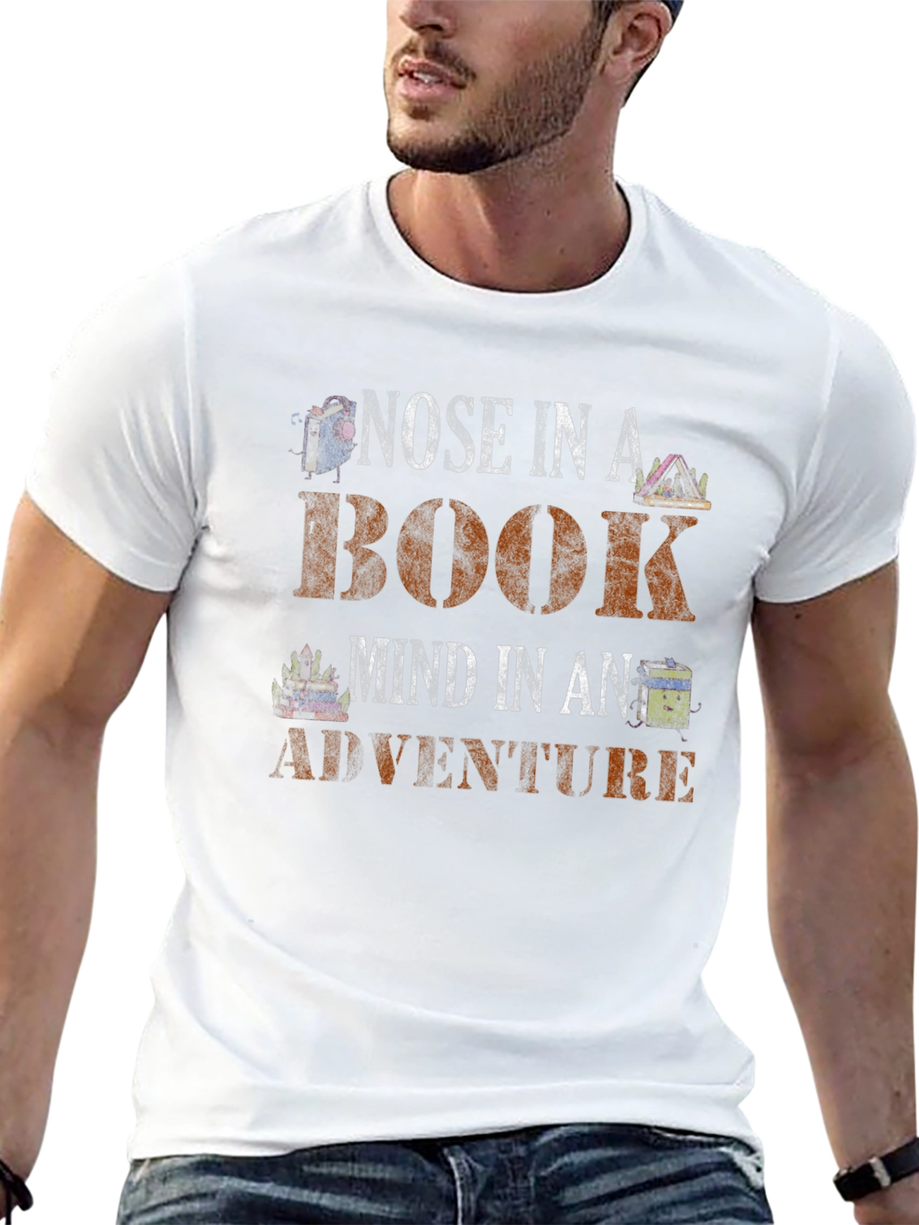 Black Nose In A Book Adventure T-Shirt view 13