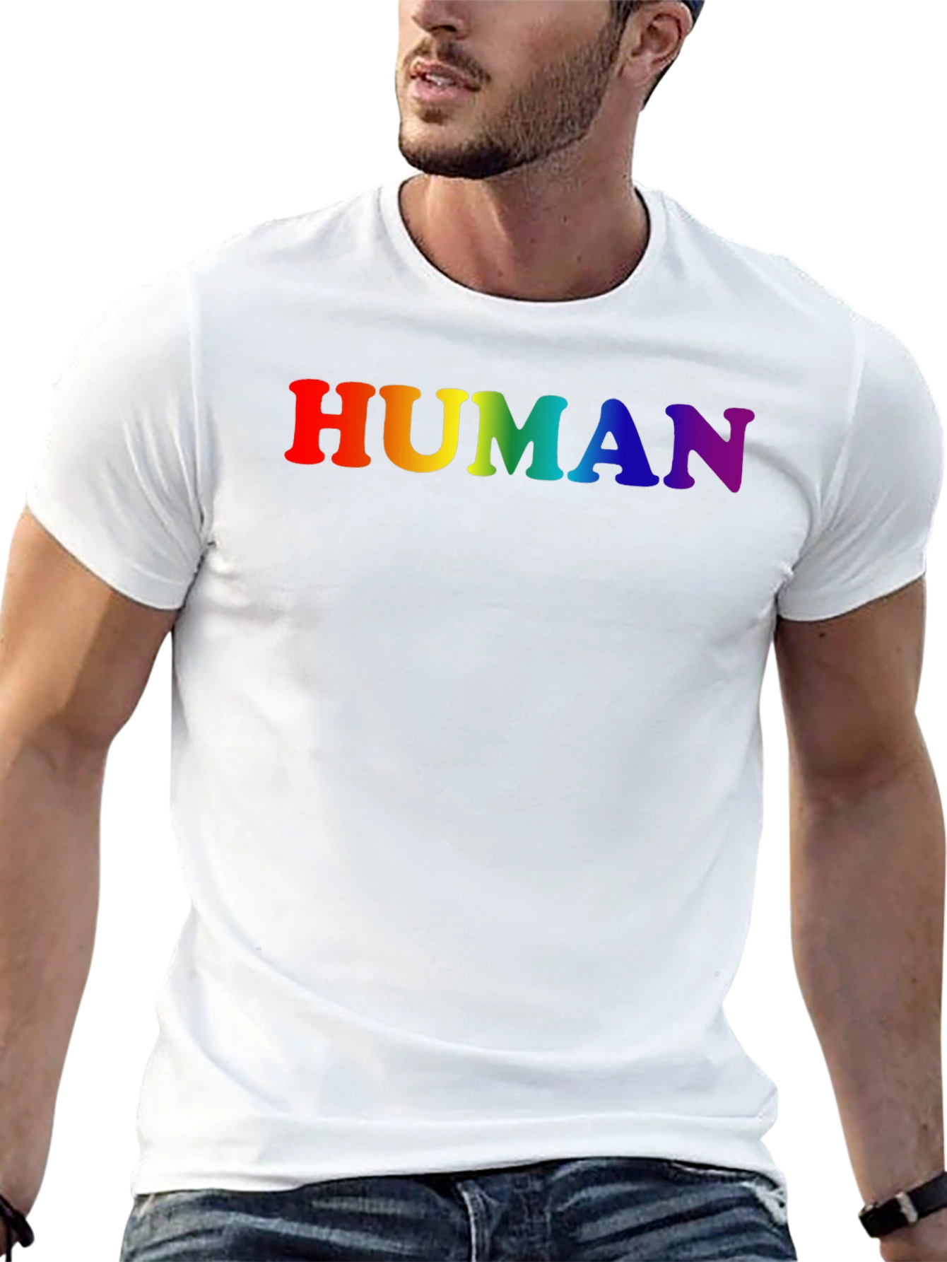 Black Rainbow HUMAN Graphic Black T-Shirt view 13