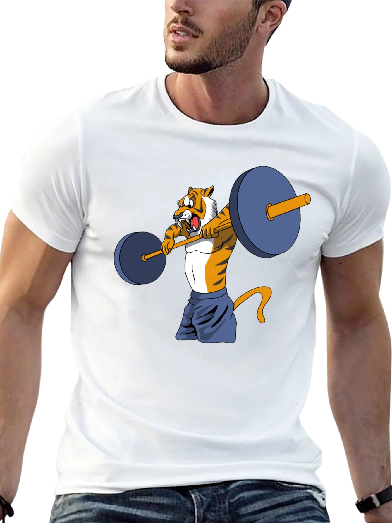 Black Tiger Lifting Weights Graphic Tee view 13