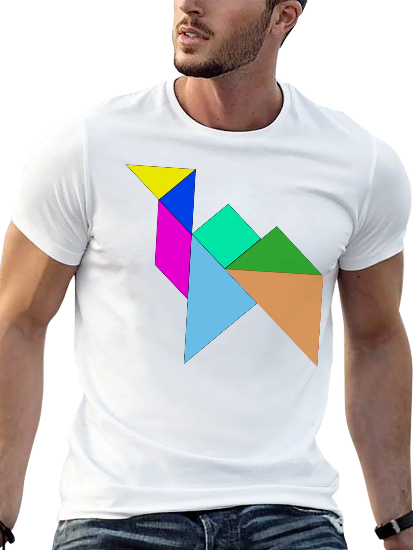 Black Tangram Camel T-Shirt - Puzzle Design Tee view 13
