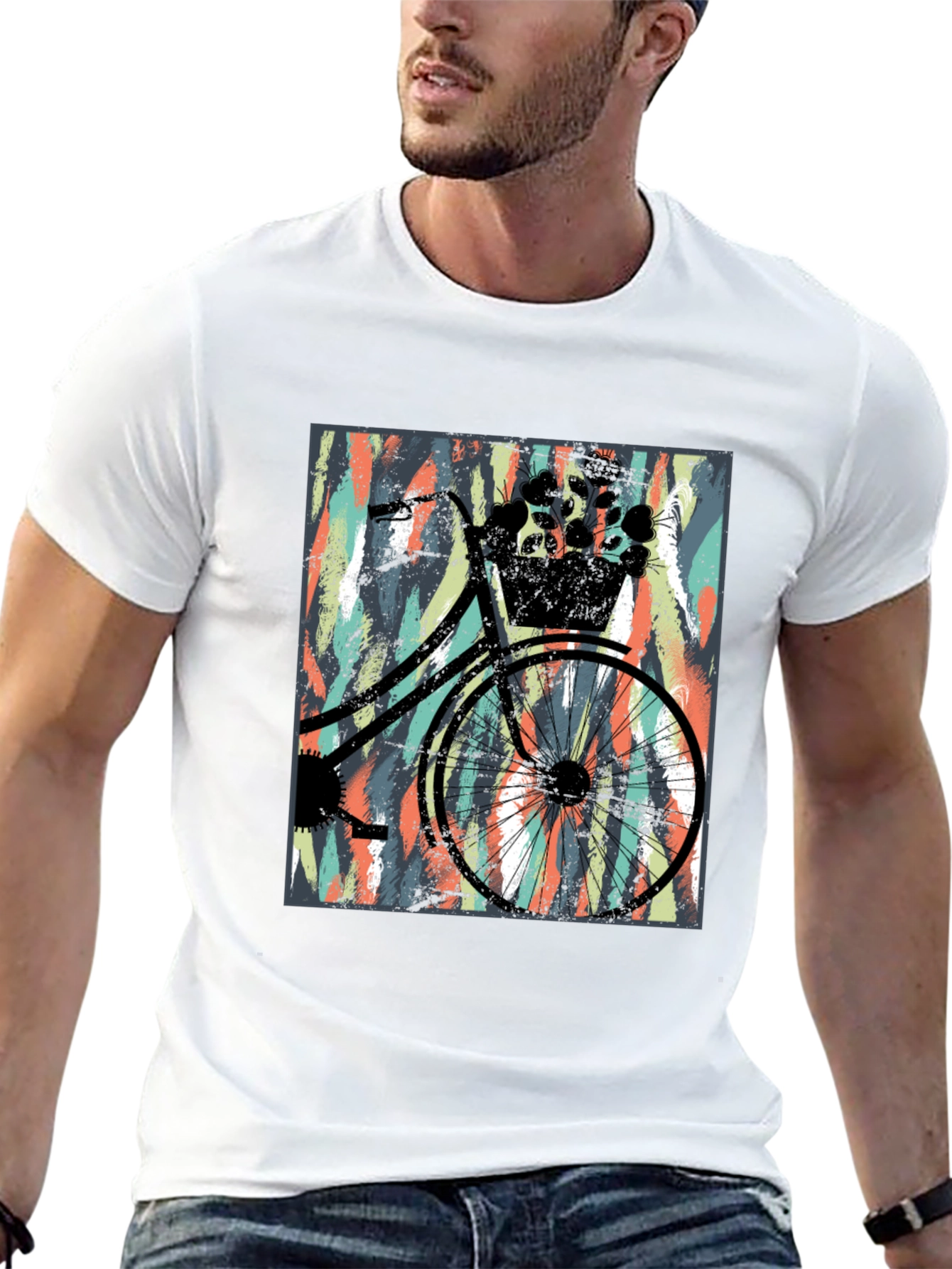 Black Stylish Black T-Shirt with Bicycle Graphic view 13