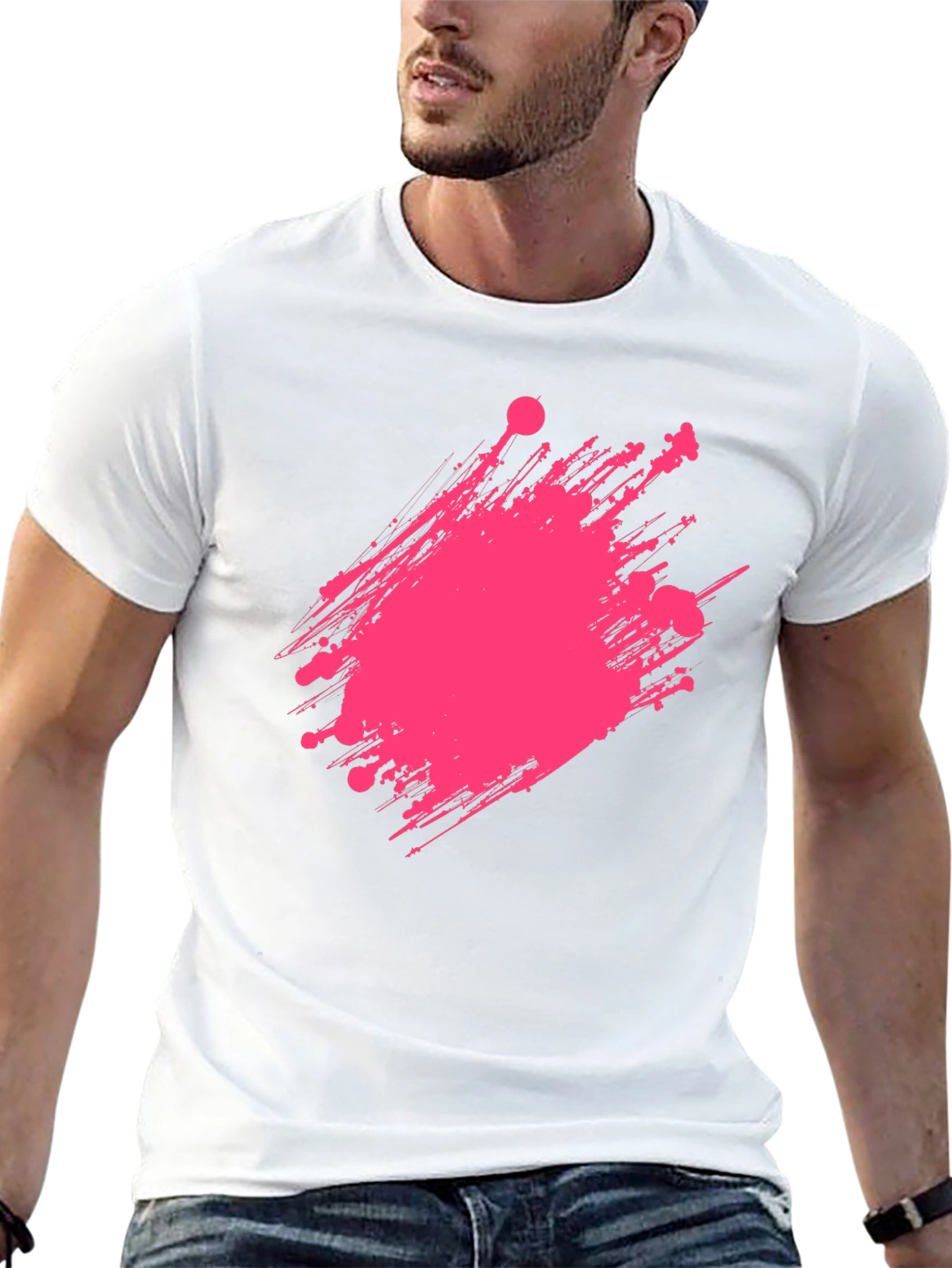 Black Modern Graphic Print Crew Neck T-Shirt view 13