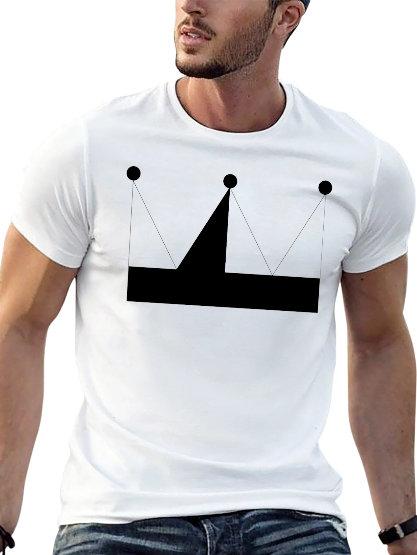 Black Modern Crown Graphic Black T-Shirt view 13