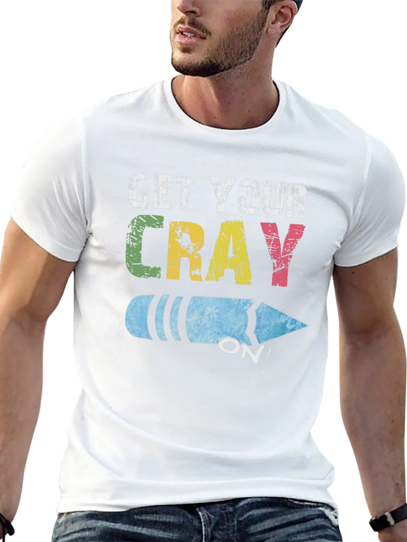 Black Get Your Cray On! Novelty Graphic Tee view 13