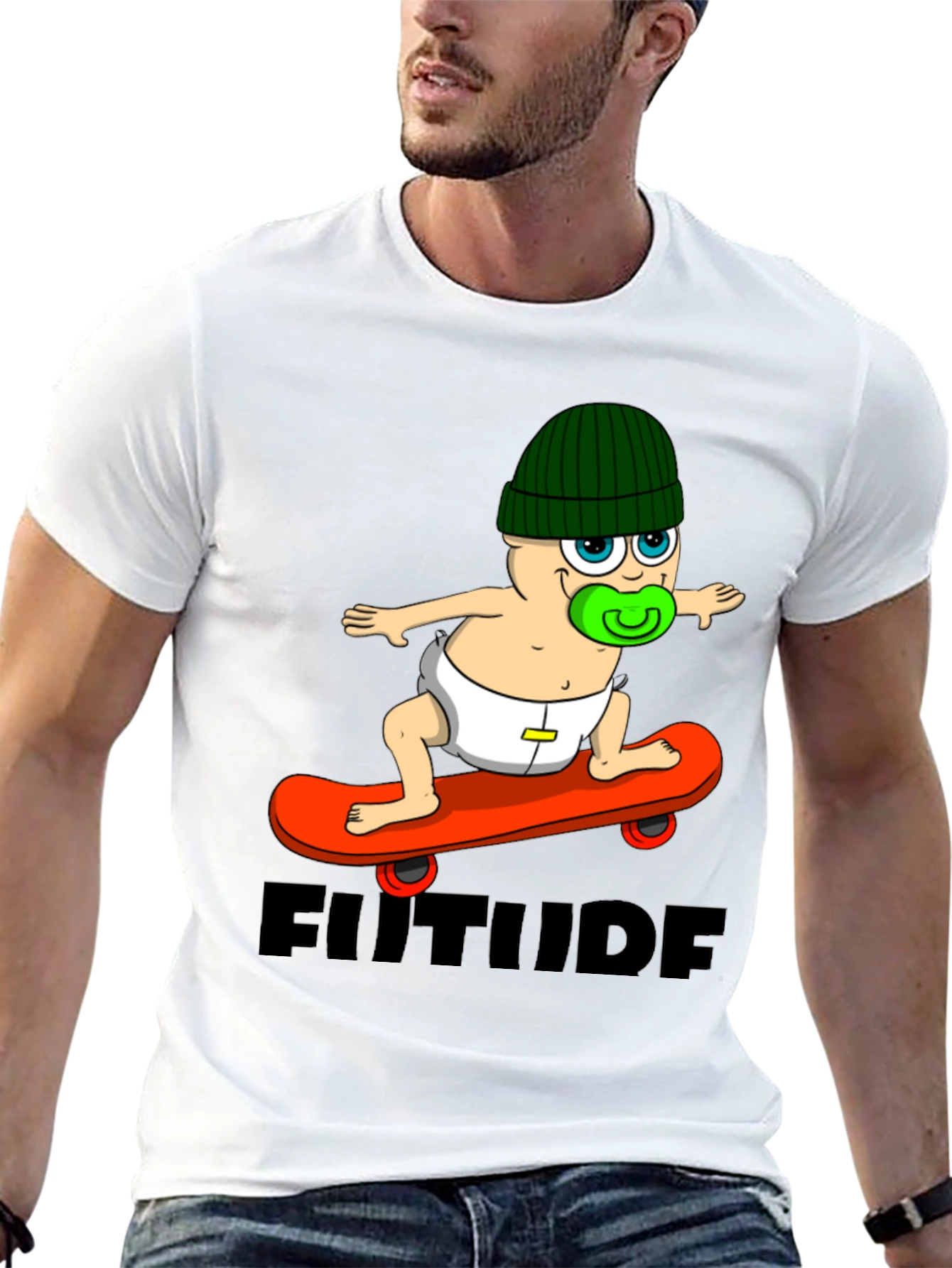 Black Skateboarding Baby T-Shirt - Future Attitude Tee view 13