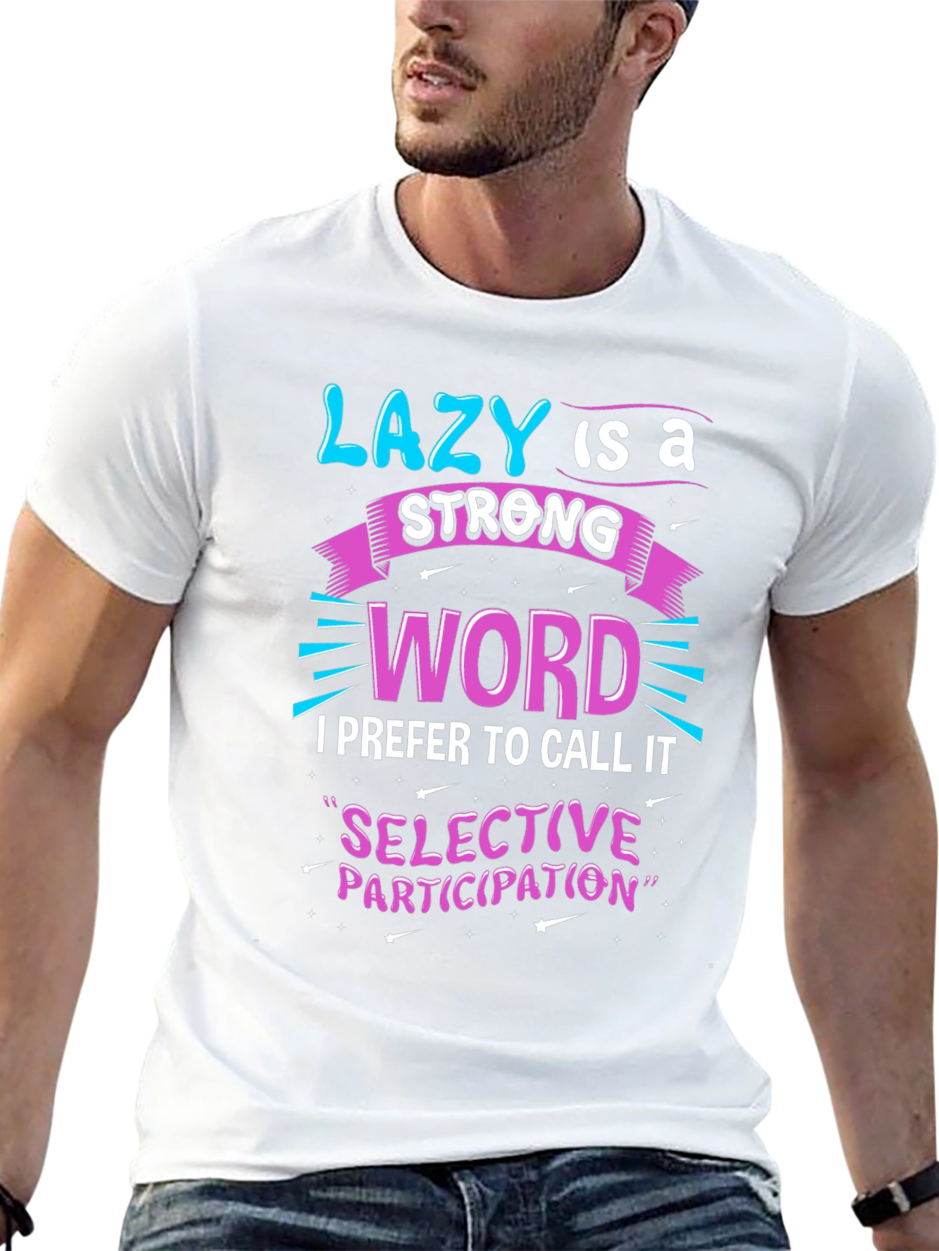 Black Funny Slogan Tee - Lazy is a Strong Word view 13