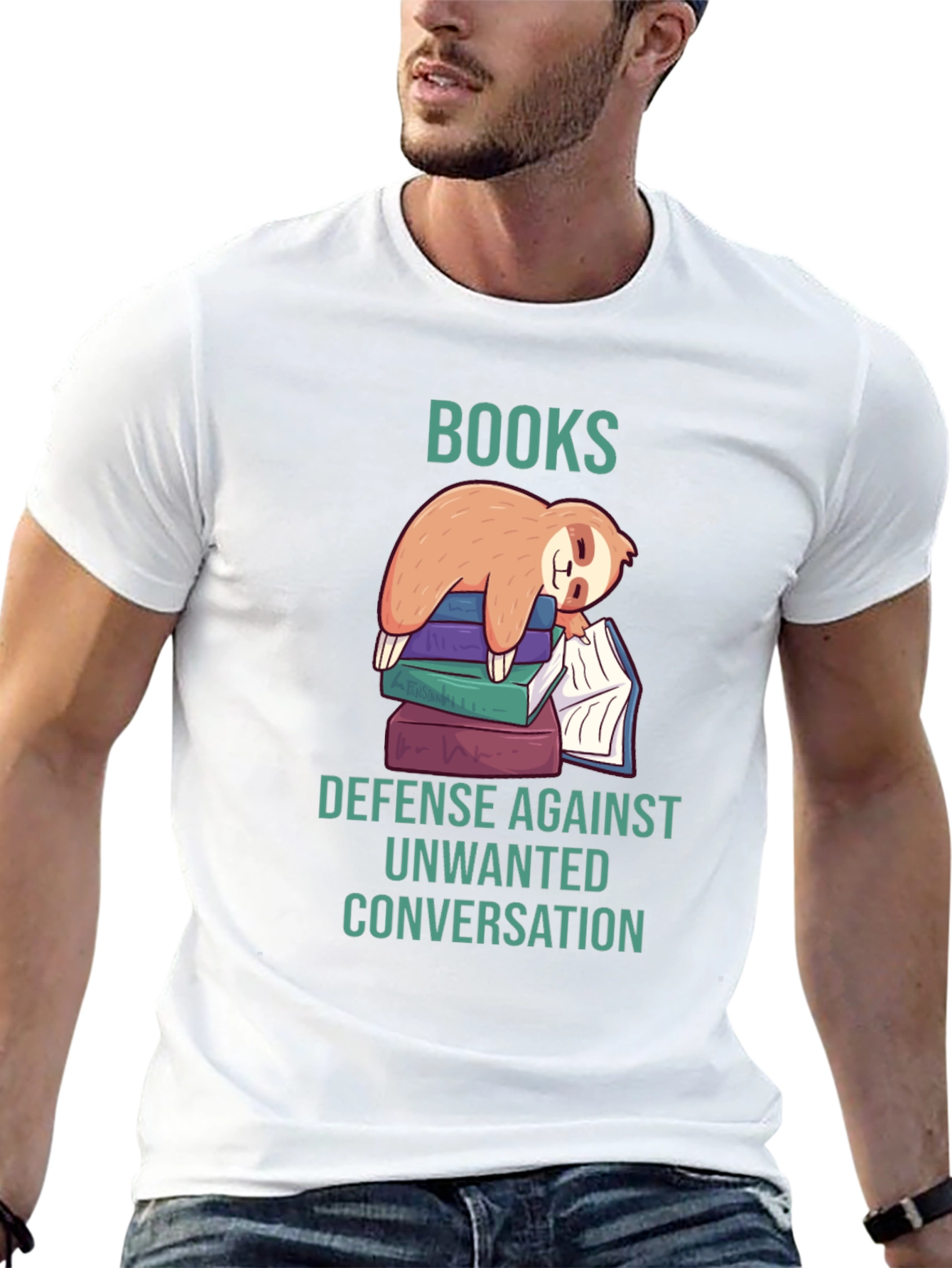 Black Books Sloth T-Shirt: Defense Against Unwanted Conversation view 13