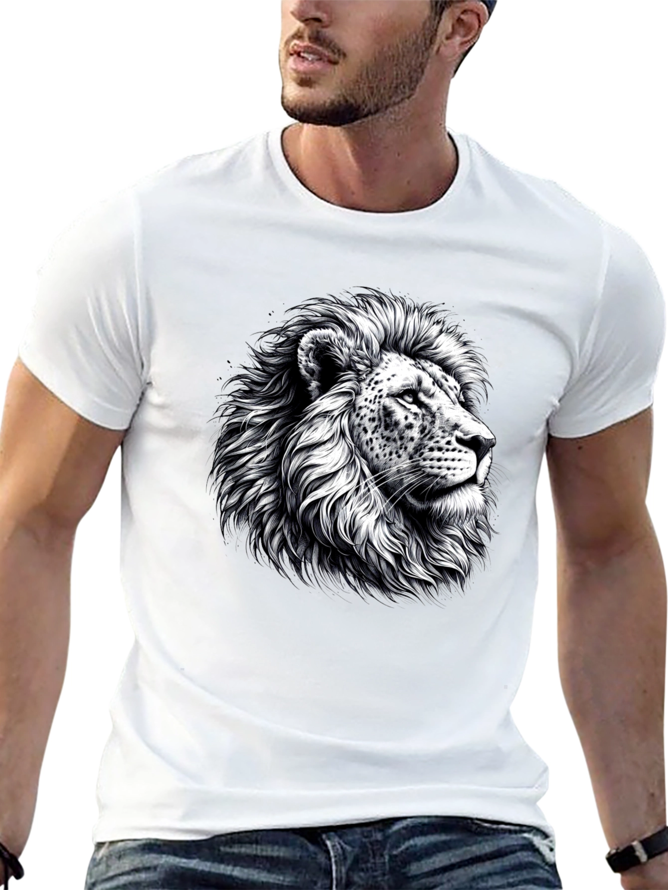 Black Lion Graphic Print Black T-Shirt view 13