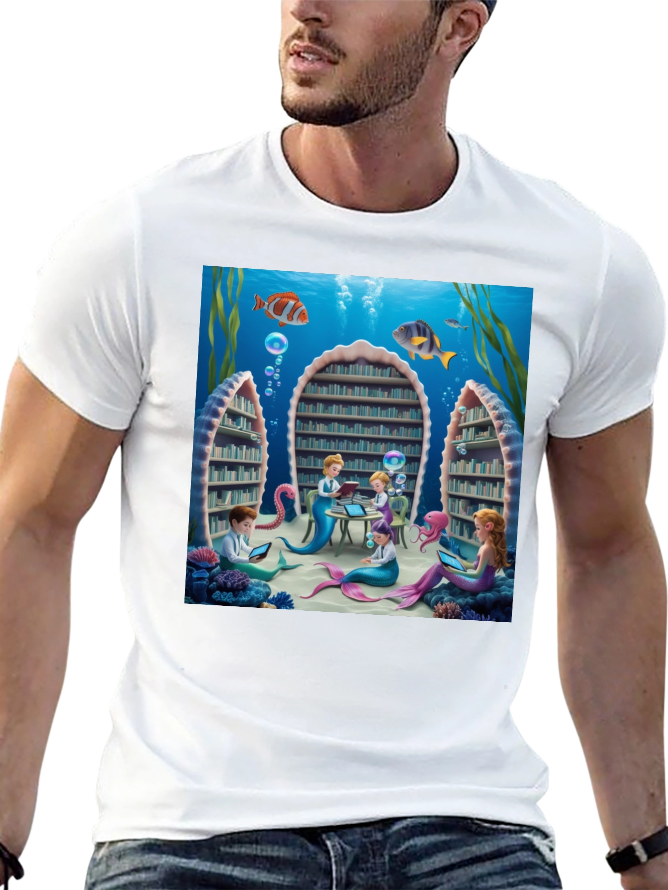 Black Mermaid Library T-Shirt view 13