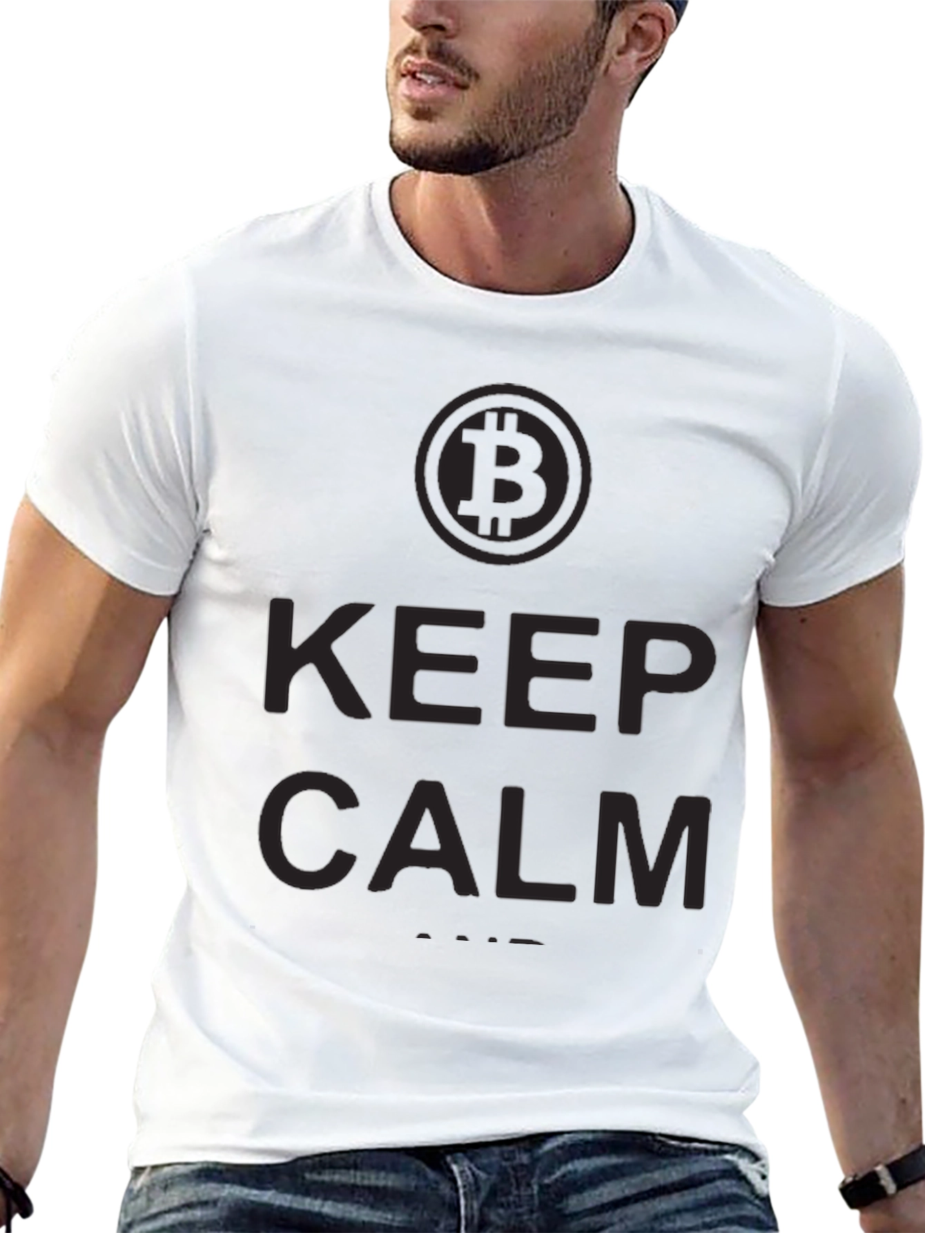 Black Bitcoin Keep Calm Black T-Shirt view 13