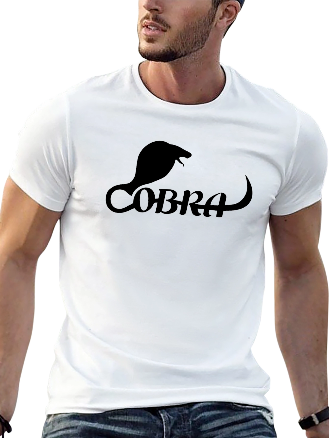 Black Cobra Graphic T-Shirt - Sleek Snake Design view 13