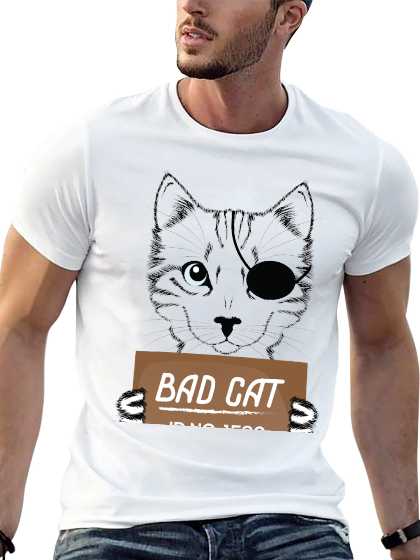 Black Bad Cat T-Shirt - Men's Black Novelty Tee view 13