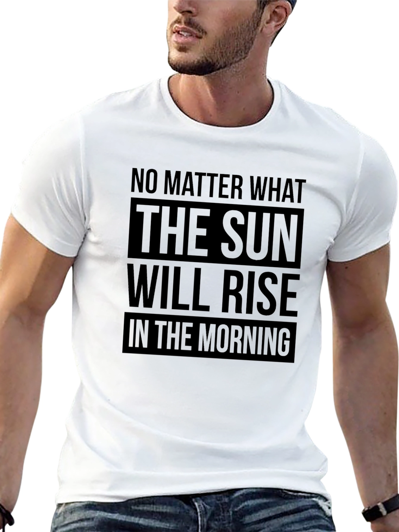 Black Inspirational "Sun Will Rise" Graphic T-Shirt view 13