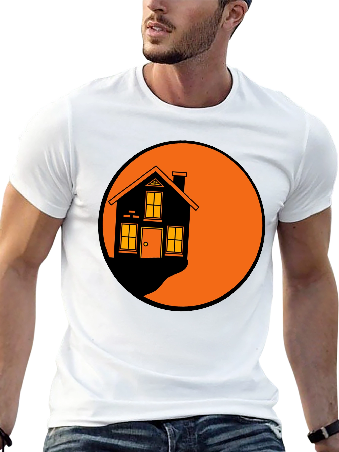Black Retro House Graphic T-Shirt - Soft Cotton Tee view 13