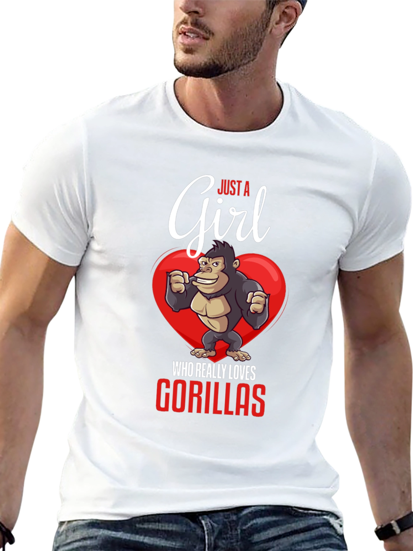 Black Just a Girl Who Loves Gorillas T-Shirt view 13