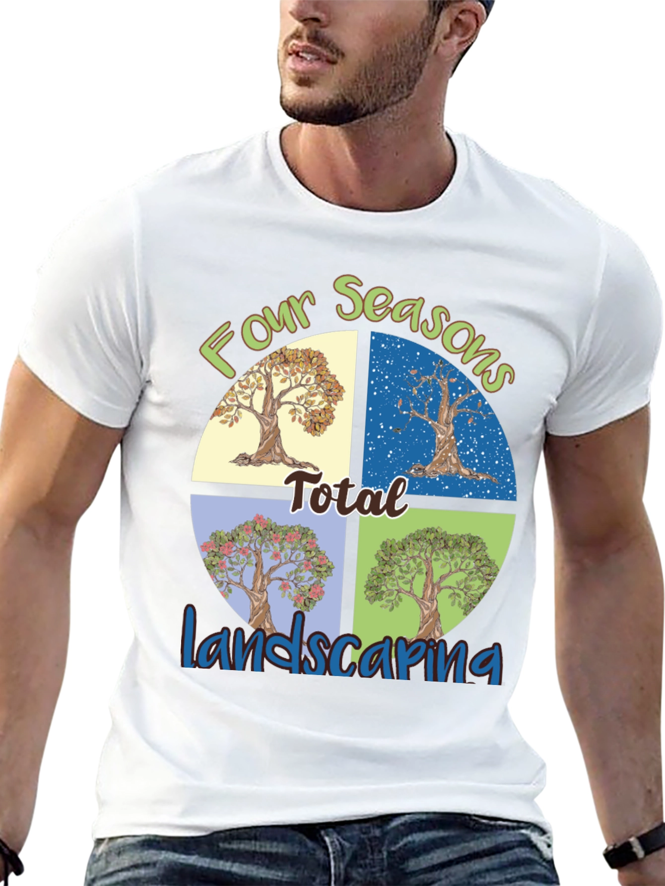 Black Four Seasons Landscaping T-Shirt view 13