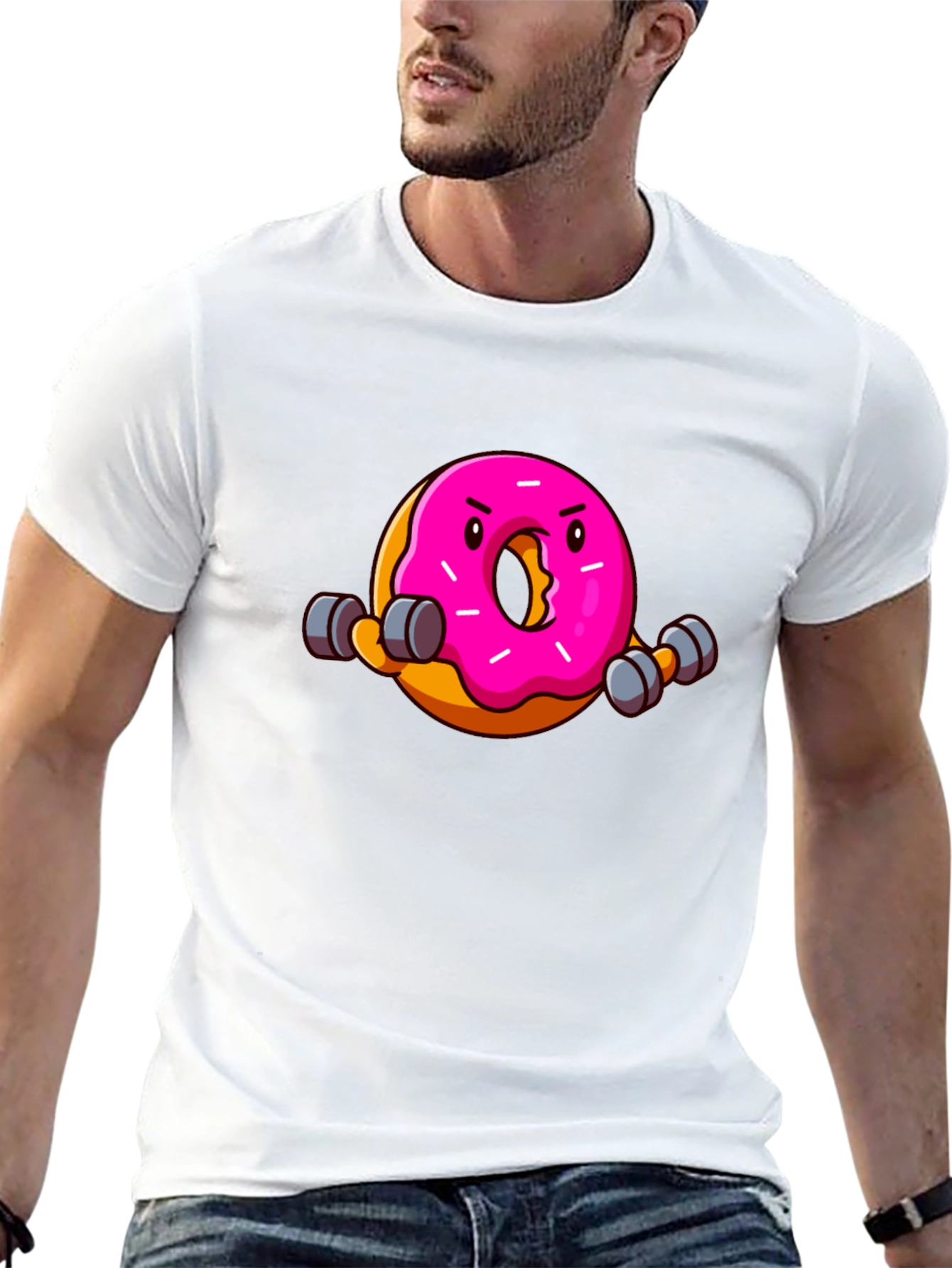 Black Funny Donut Workout Graphic T-Shirt view 13