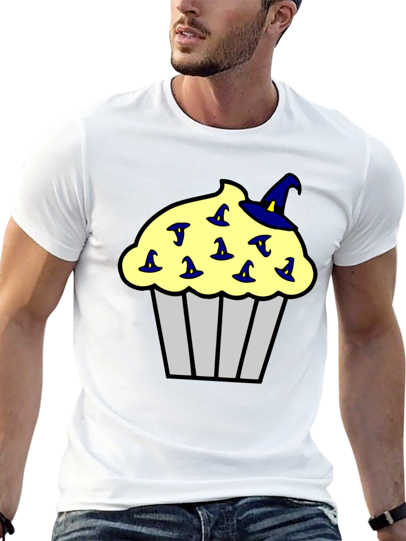 Black Cupcake Witch Hats Men's Black T-Shirt view 13