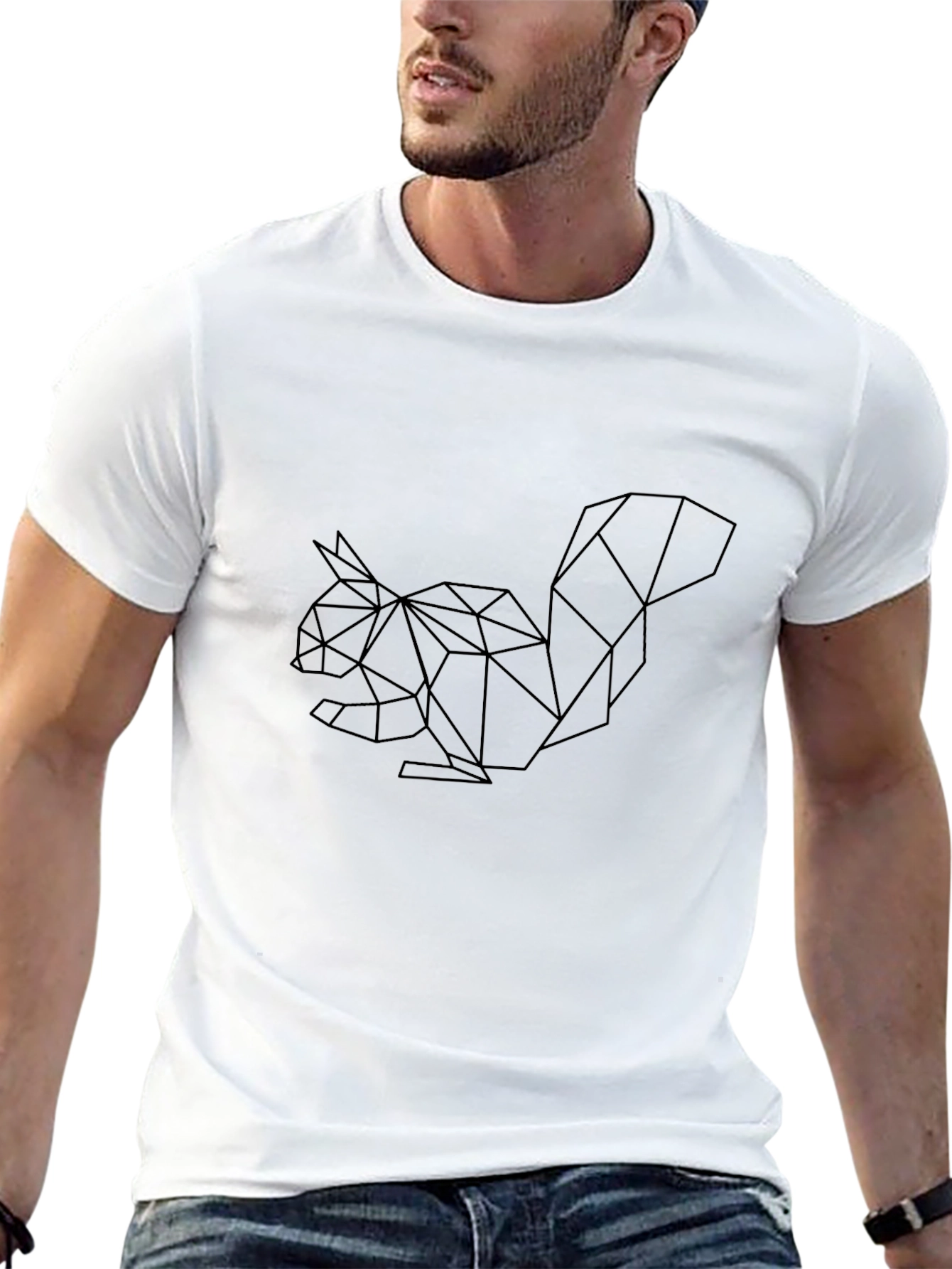 Black Geometric Squirrel Tee - Modern Design view 13