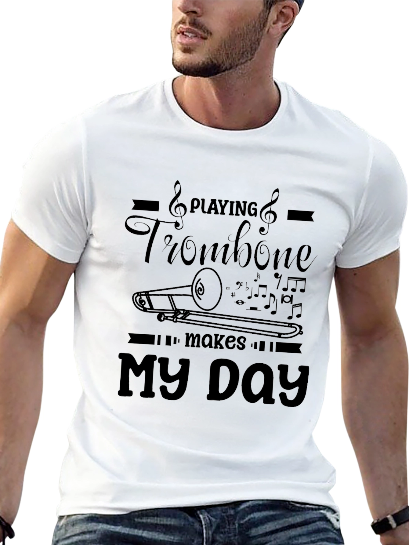 Black Trombone Music Lover Black T-Shirt view 13