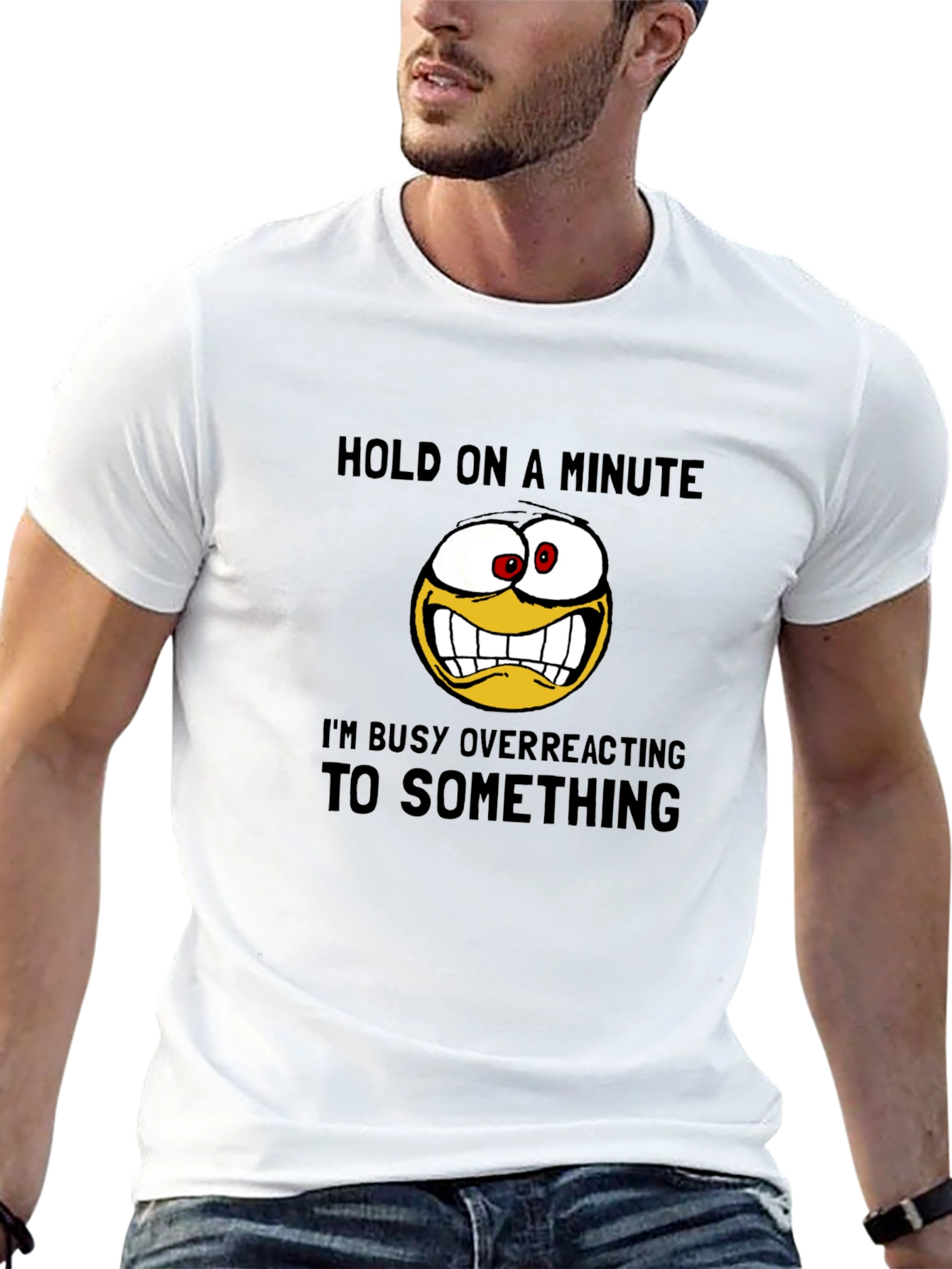 Black Funny Overreacting Emoji Graphic T-Shirt view 13