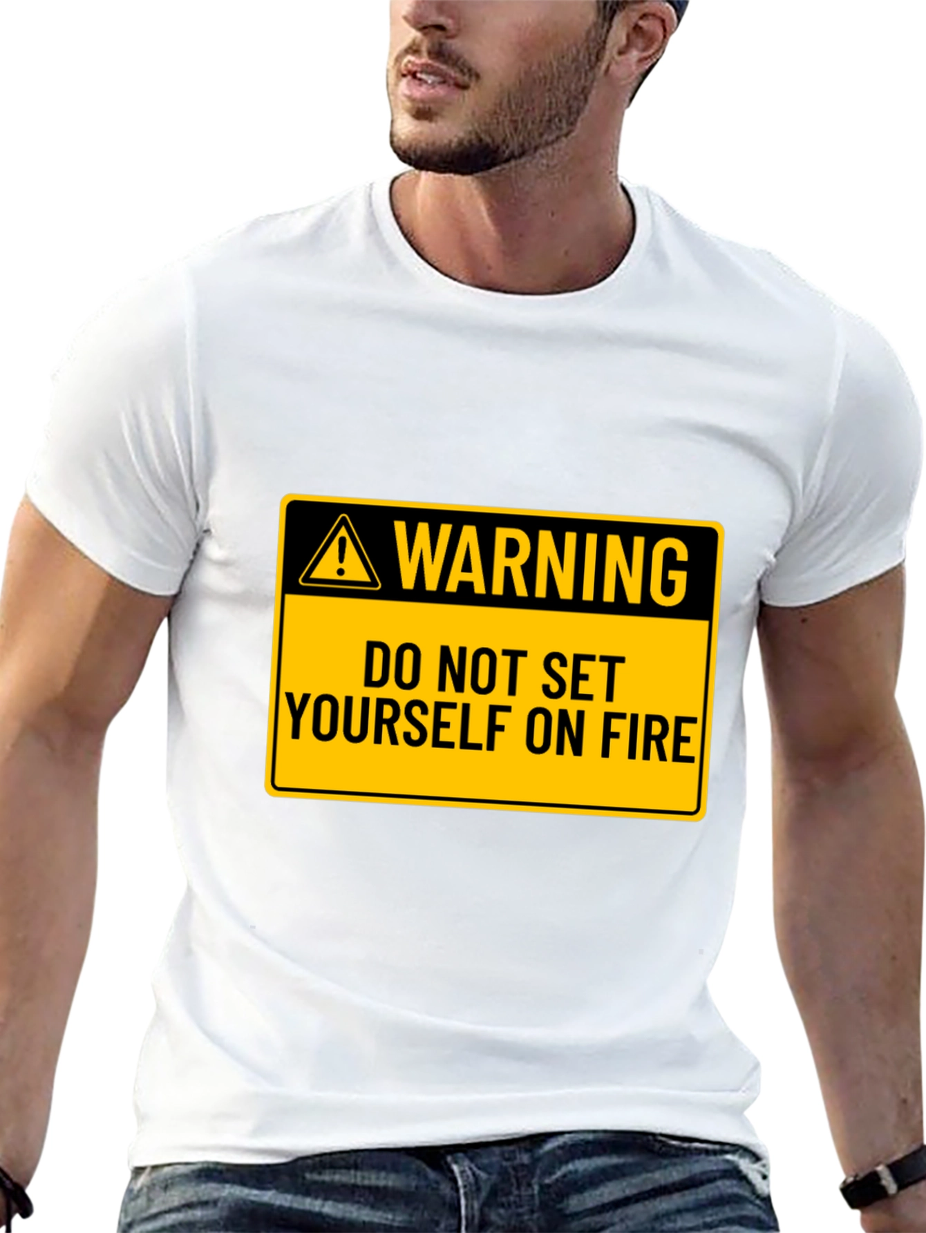 Black Warning: Do Not Set Yourself on Fire Black T-Shirt view 13