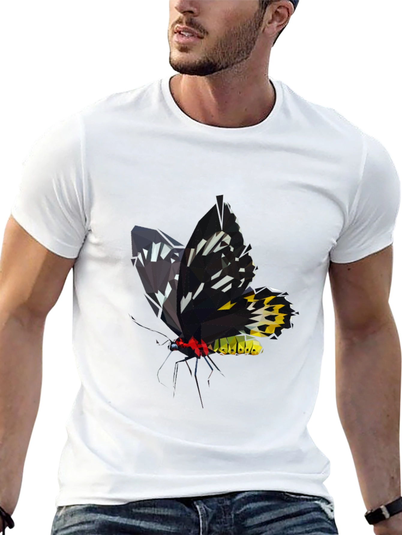Black Geometric Butterfly Graphic Tee - Modern Black T-Shirt view 13