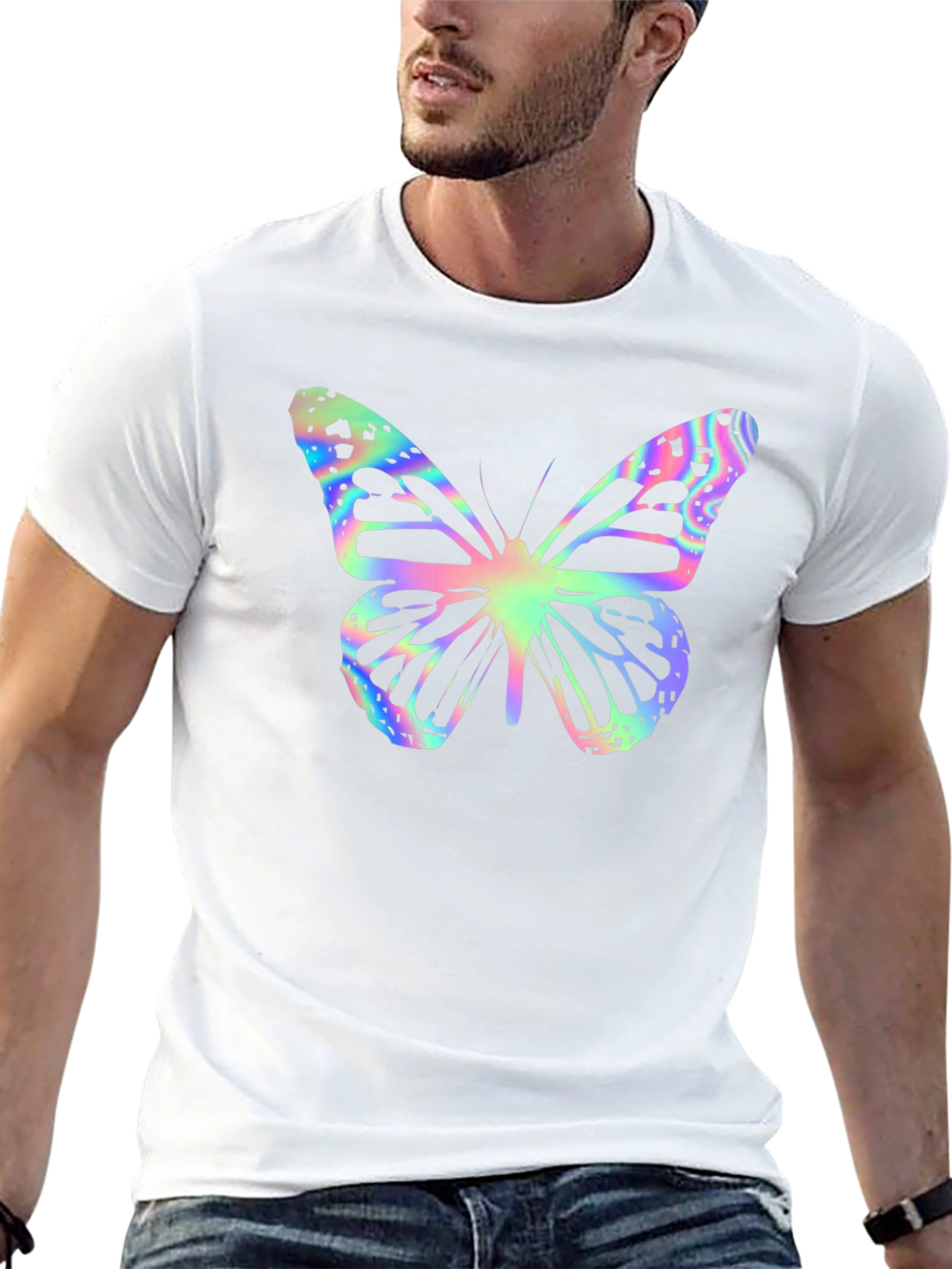 Black Butterfly Print Black T-Shirt view 13