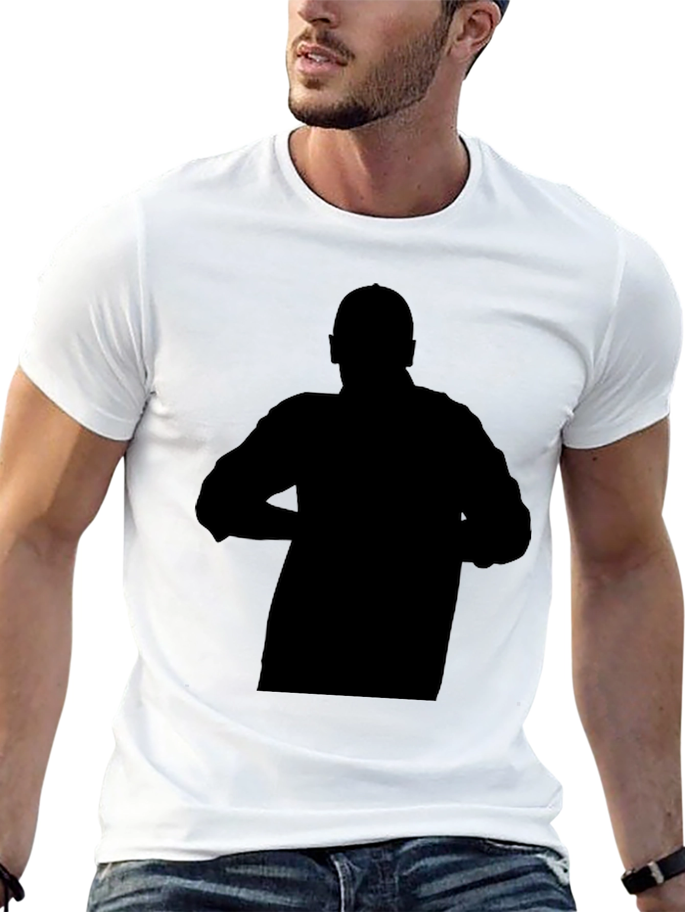 Black Men's Black Graphic Print Crew Neck T-Shirt view 13