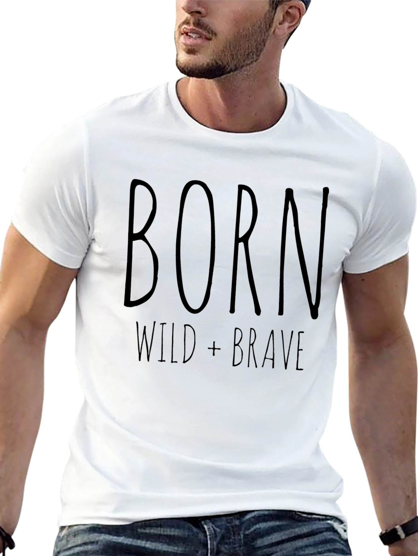 Black Born Wild + Brave Graphic T-Shirt - Mens view 13