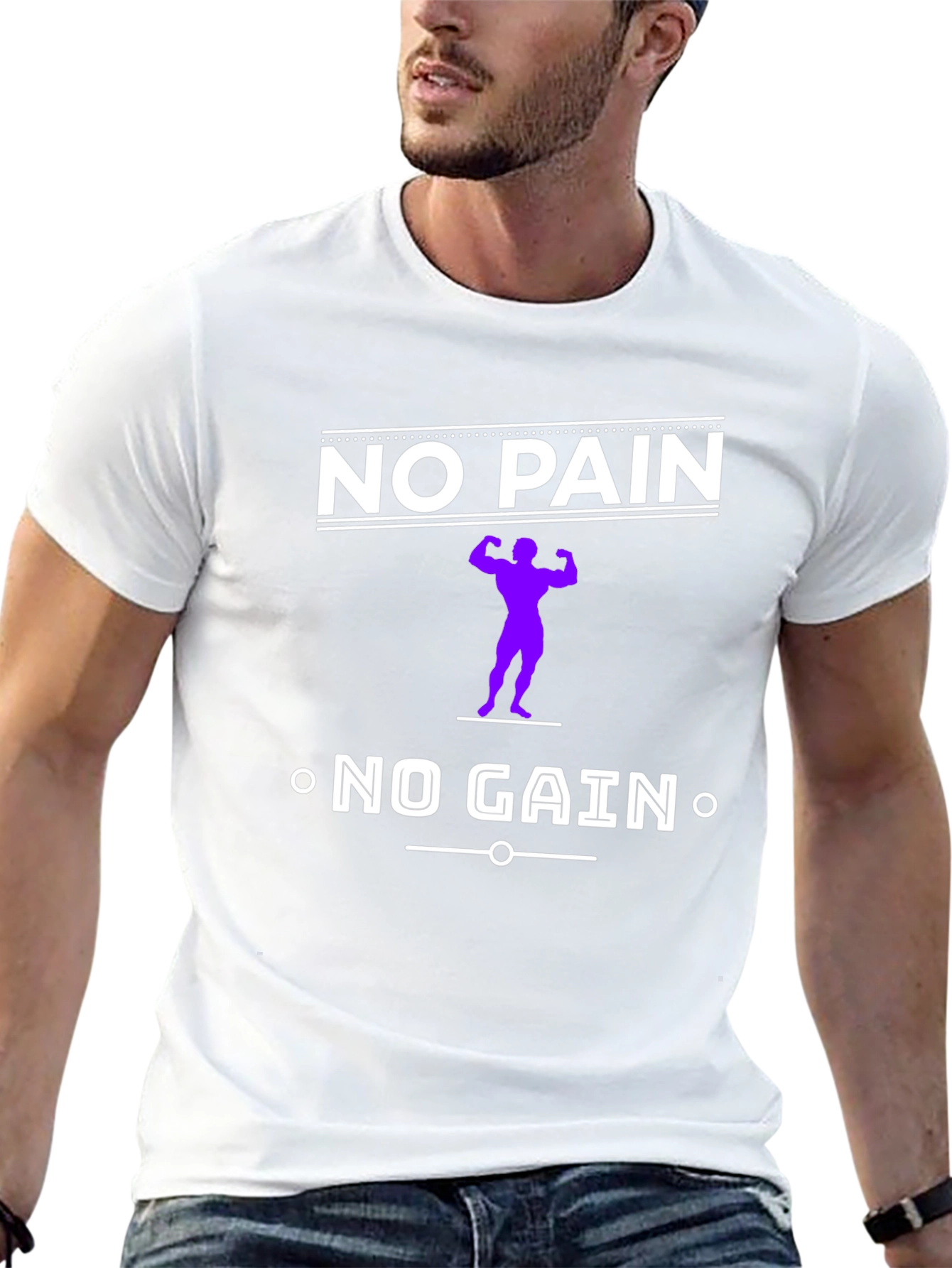Black No Pain No Gain Black Graphic T-Shirt view 13